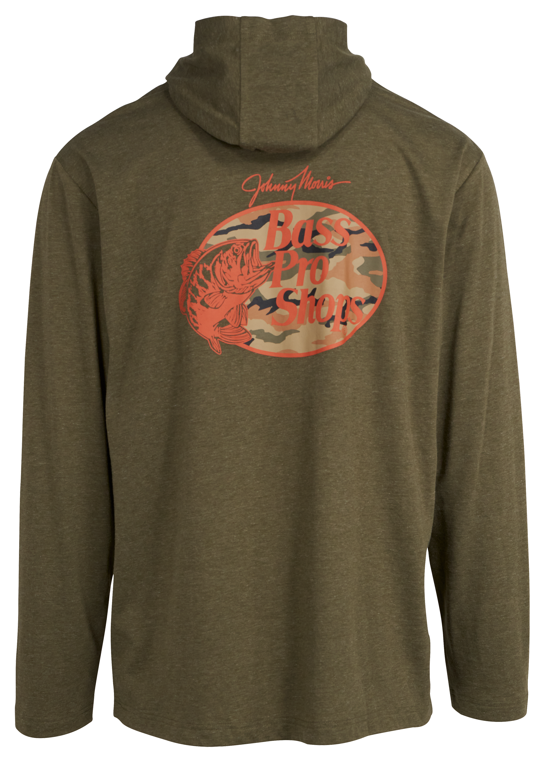 Image of Bass Pro Shops Long-Sleeve Graphic Hooded T-Shirt for Men - Olive