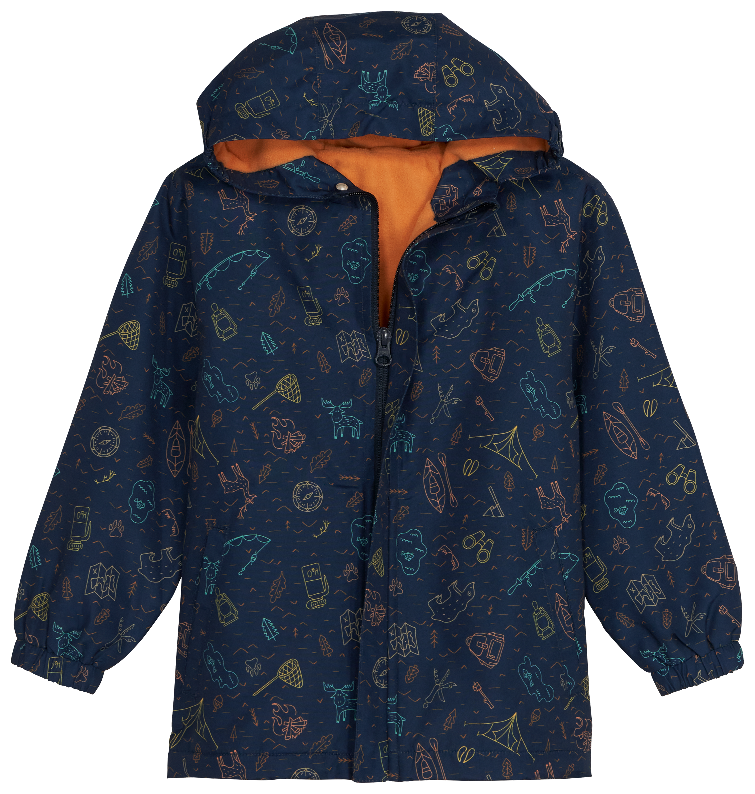 Image of Bass Pro Shops Hooded Trail Jacket for Toddlers - Camp Icons - 2T