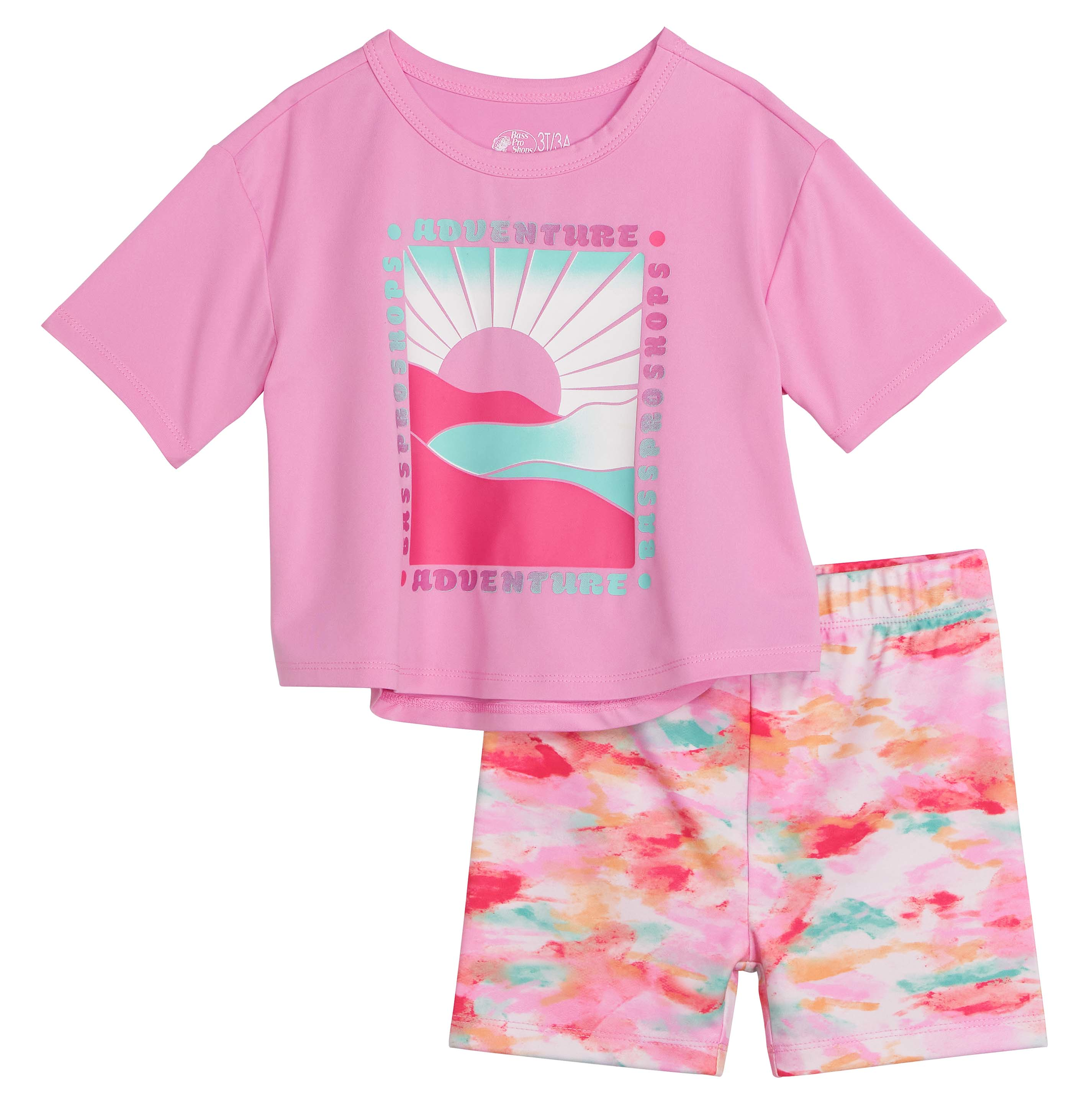 Image of Bass Pro Shops Performance Short-Sleeve T-Shirt and Shorts Set for Toddlers - Watercolor