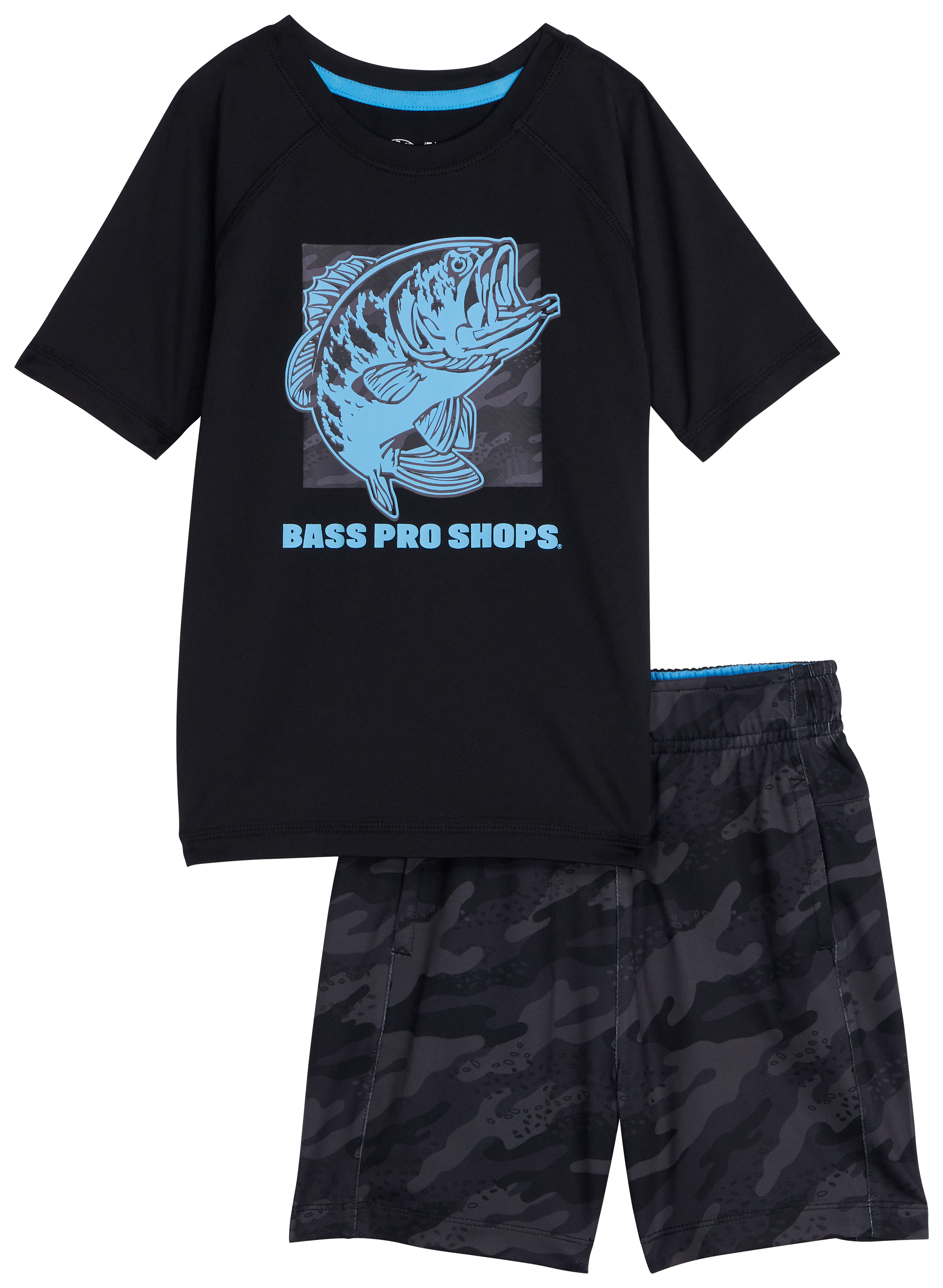 Image of Bass Pro Shops Performance Short-Sleeve T-Shirt and Shorts Set for Toddlers - Black Camo - 3T
