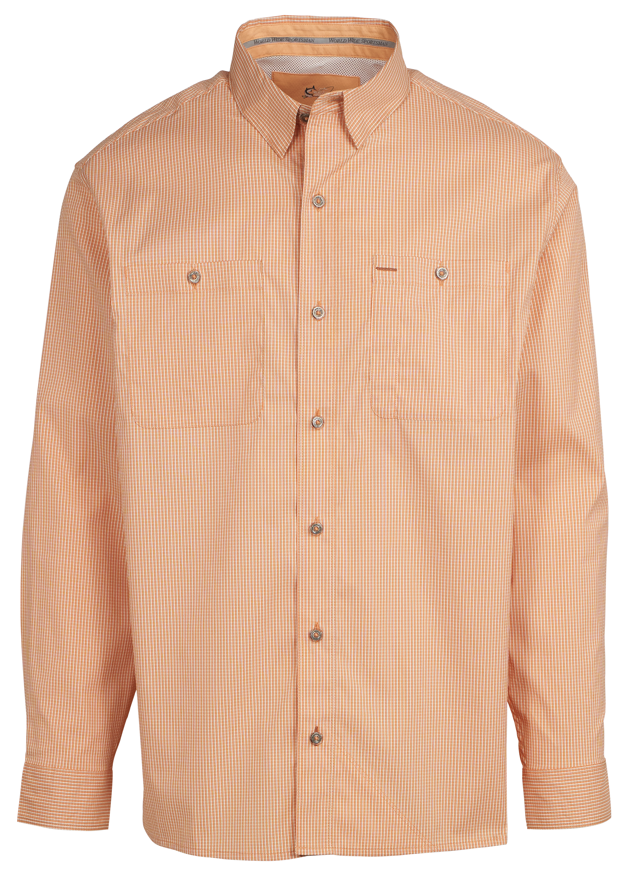 Image of World Wide Sportsman Ultimate Angler Long-Sleeve Button-Down Shirt - Copper Tan Gingham