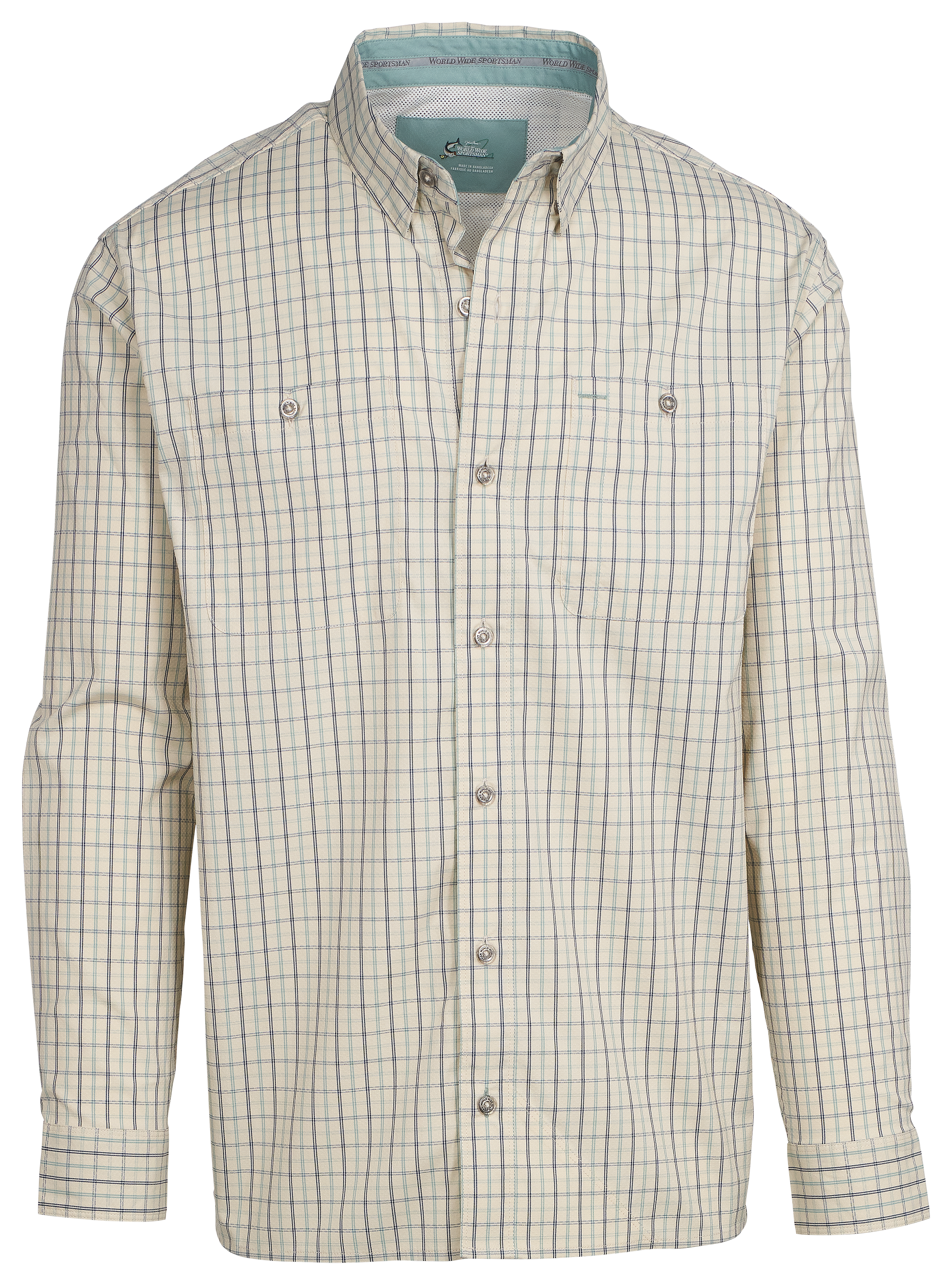 Image of World Wide Sportsman Ultimate Angler Long-Sleeve Button-Down Shirt - Almond Milk Check
