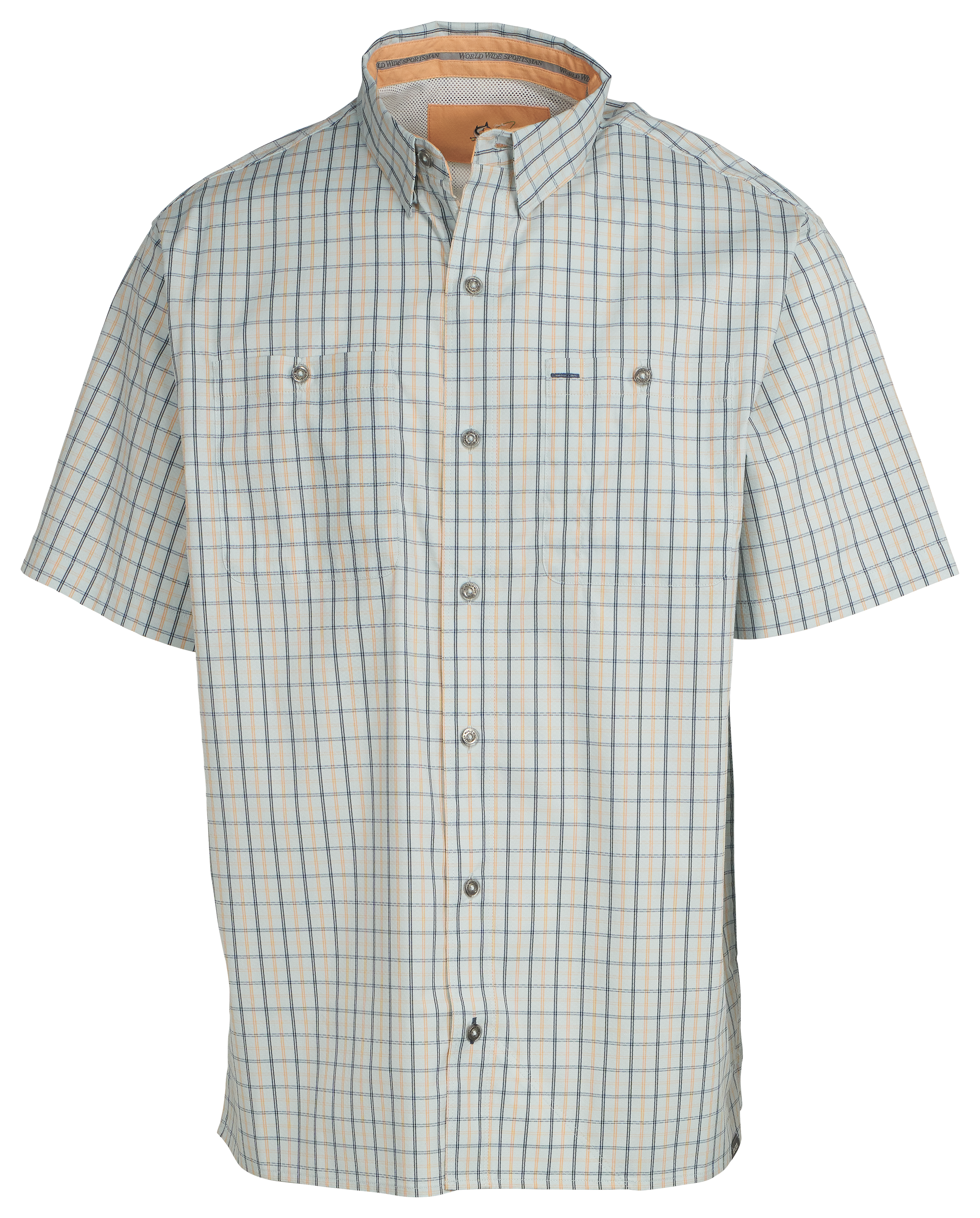 Image of World Wide Sportsman Ultimate Angler Plaid Button-Up Short-Sleeve Shirt - Ballad Blue Checks