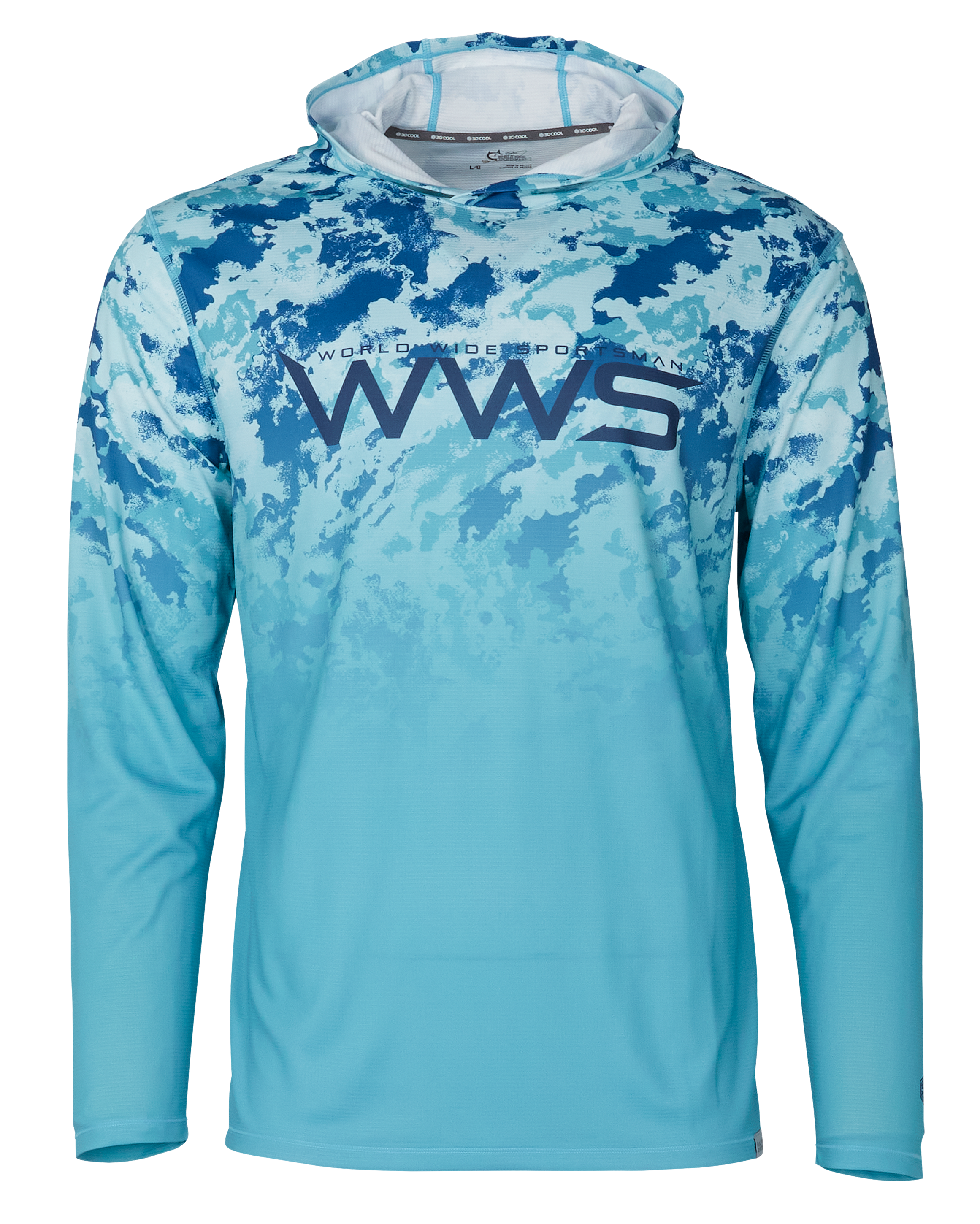 WORLD WIDE SPORTSMAN 3D Cool Casting Long-Sleeve Hoodie- Milky Blue Swell