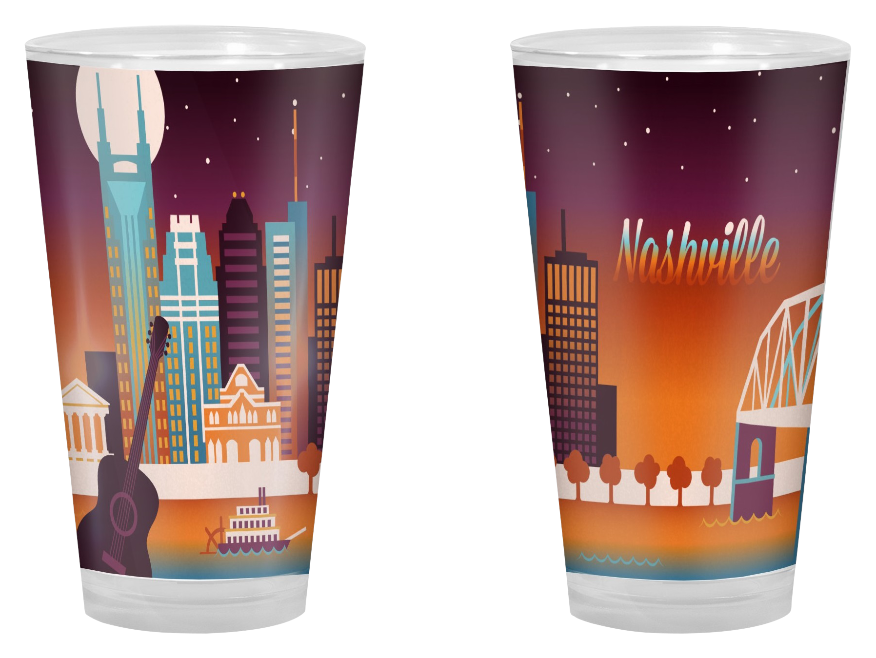 Image of Lantern Press Nashville Retro Skyline Pint Glass