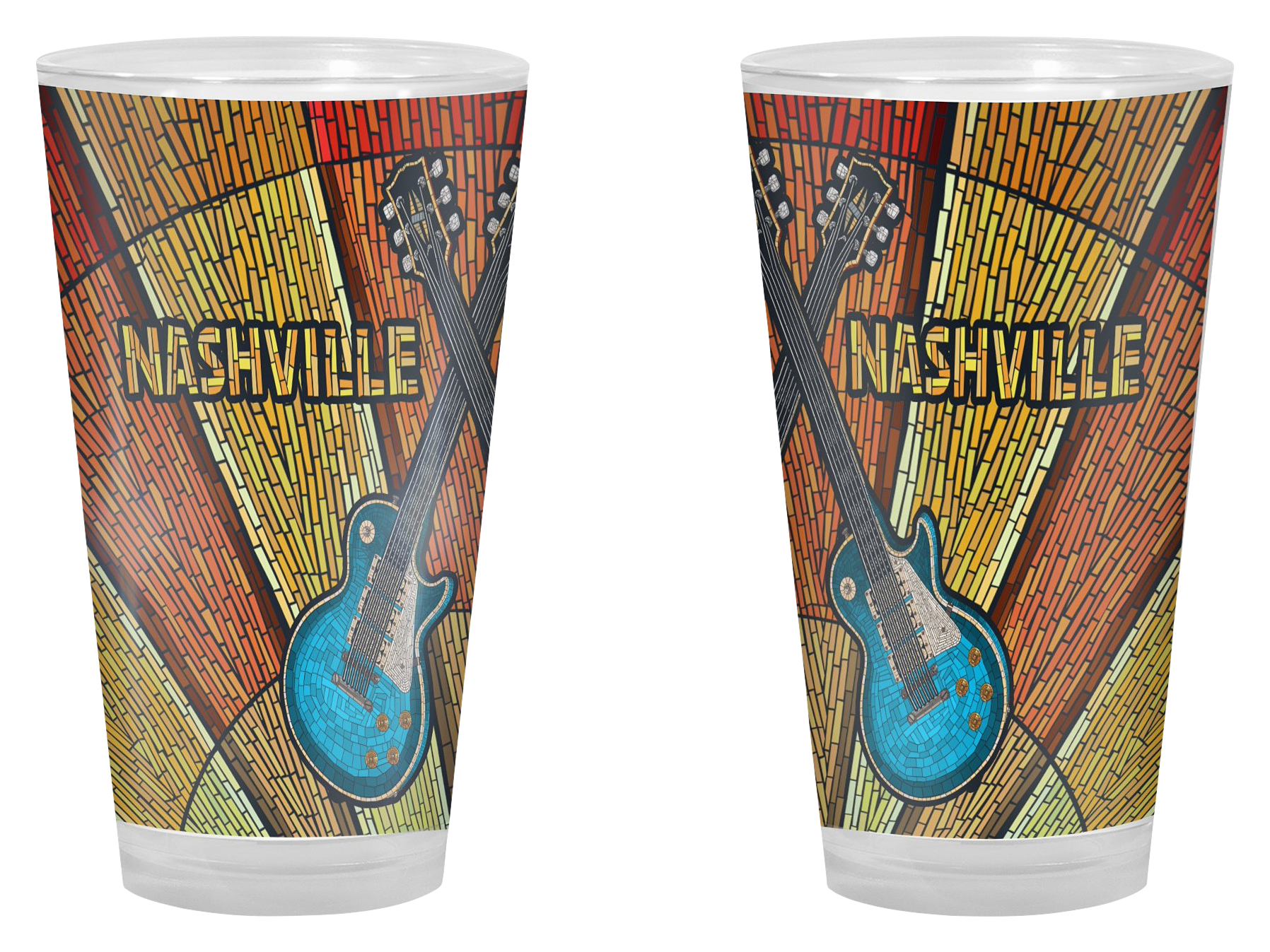 Image of Lantern Press Nashville Mosaic Guitar Pint Glass