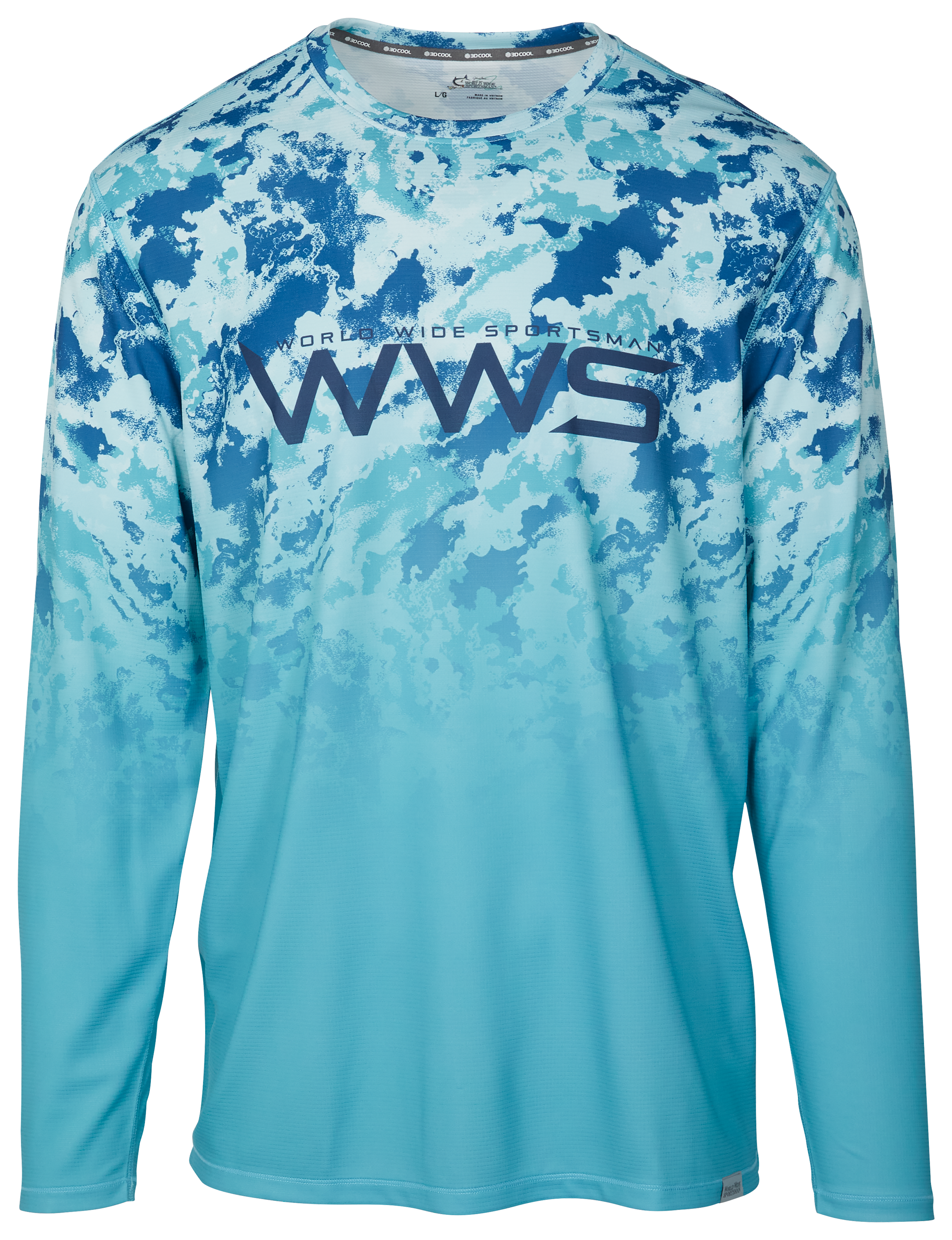 Image of World Wide Sportsman 3D Cool Long-Sleeve Casting Shirt - Milky Blue Swell