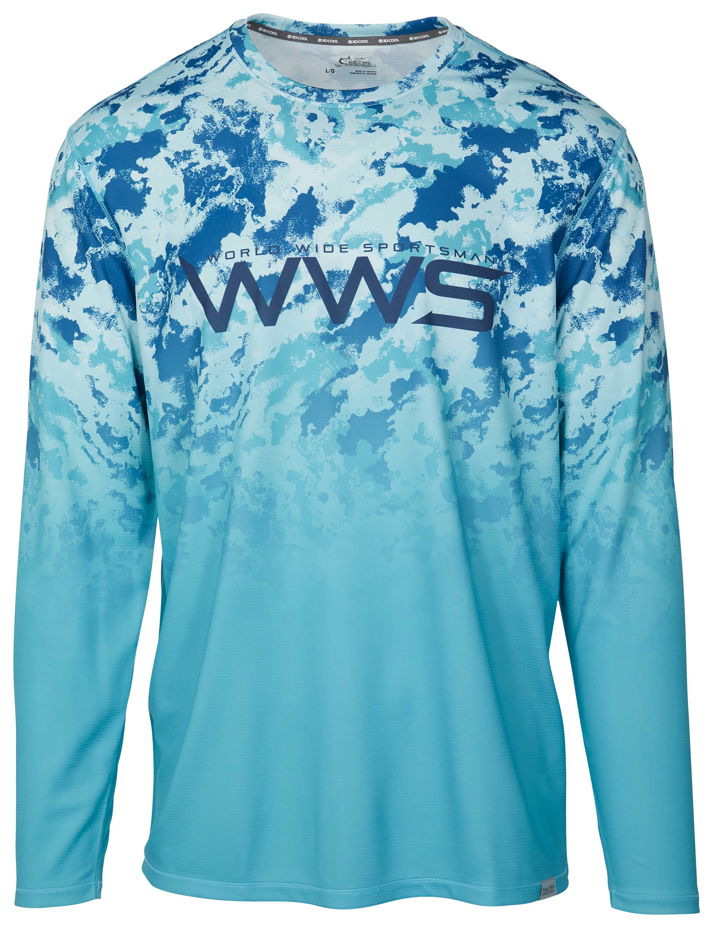 Image of World Wide Sportsman 3D Cool Long-Sleeve Casting Shirt - Milky Blue Swell