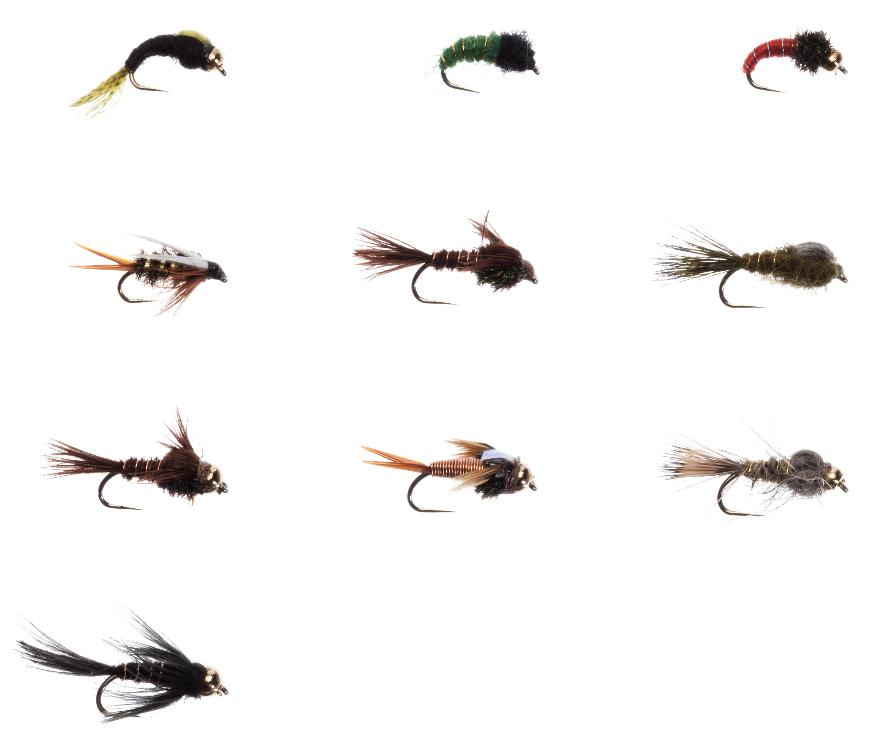 WHITE RIVER FLY SHOP 10-Piece Riseform Barbless Nymphs Fly Assortment