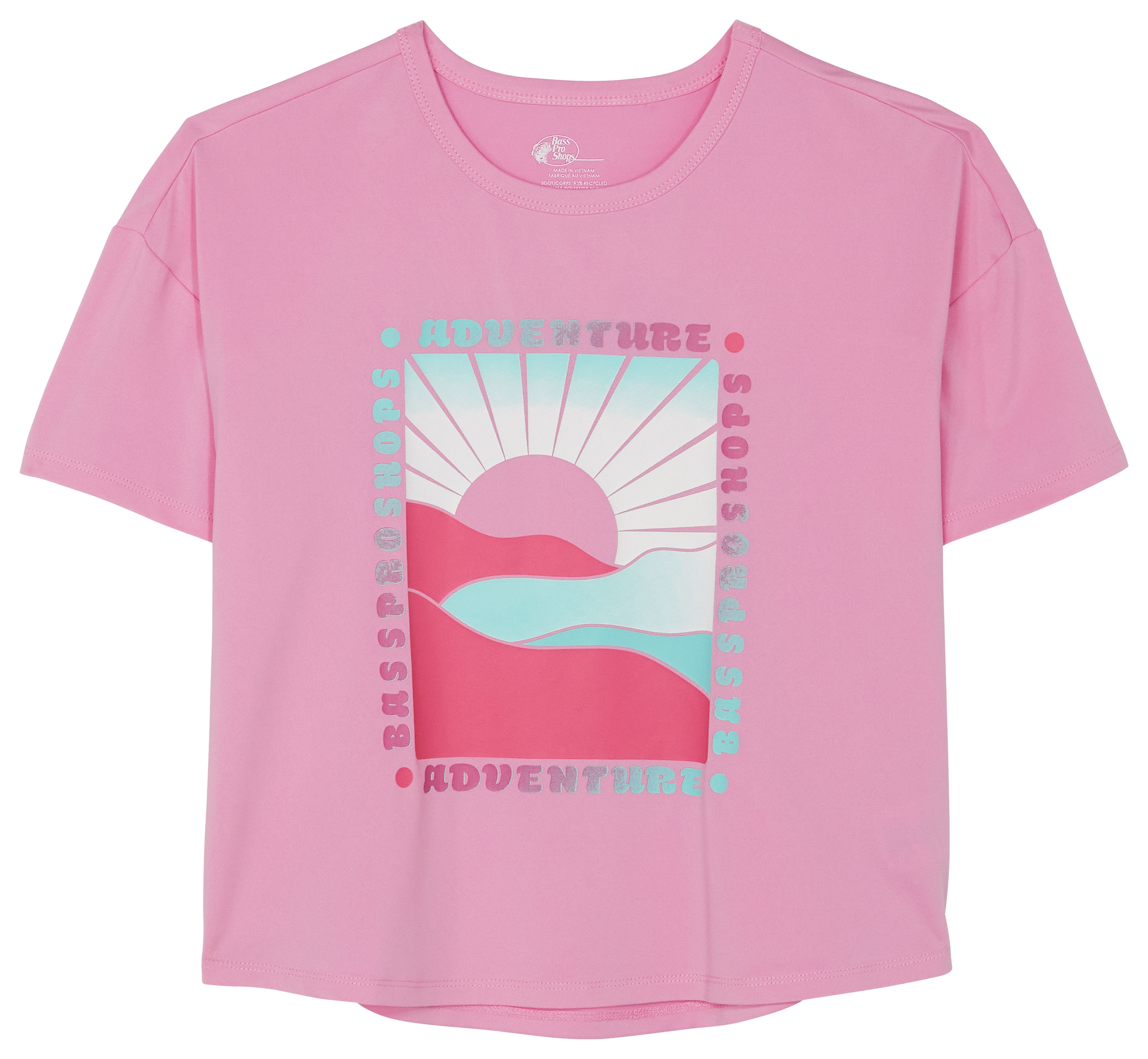 Image of Bass Pro Shops Performance Inset Back Short-Sleeve T-Shirt for Kids - Pink