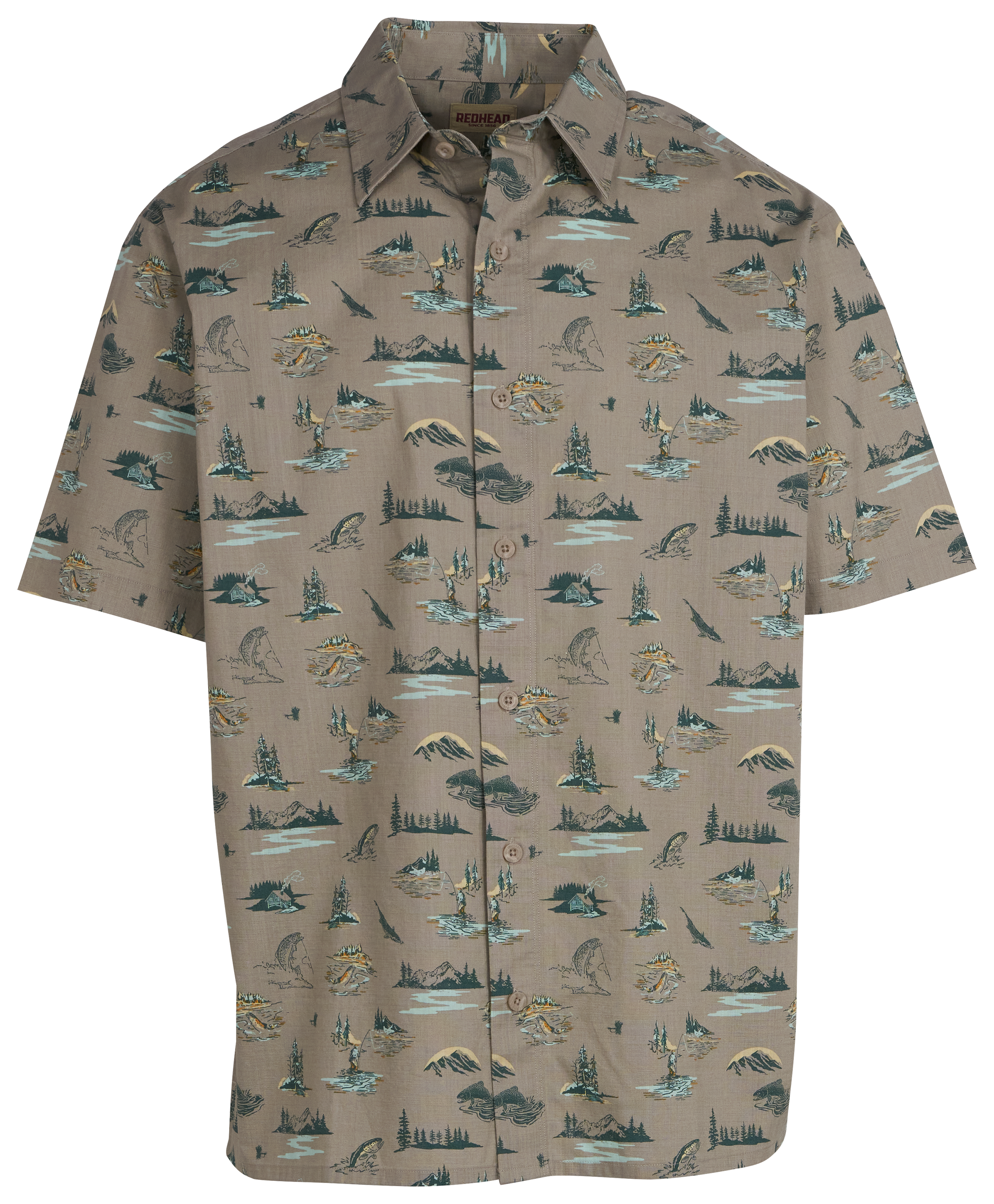 Image of RedHead Outdoor Printed Short-Sleeve Shirt for Men - Vintage Khaki - S