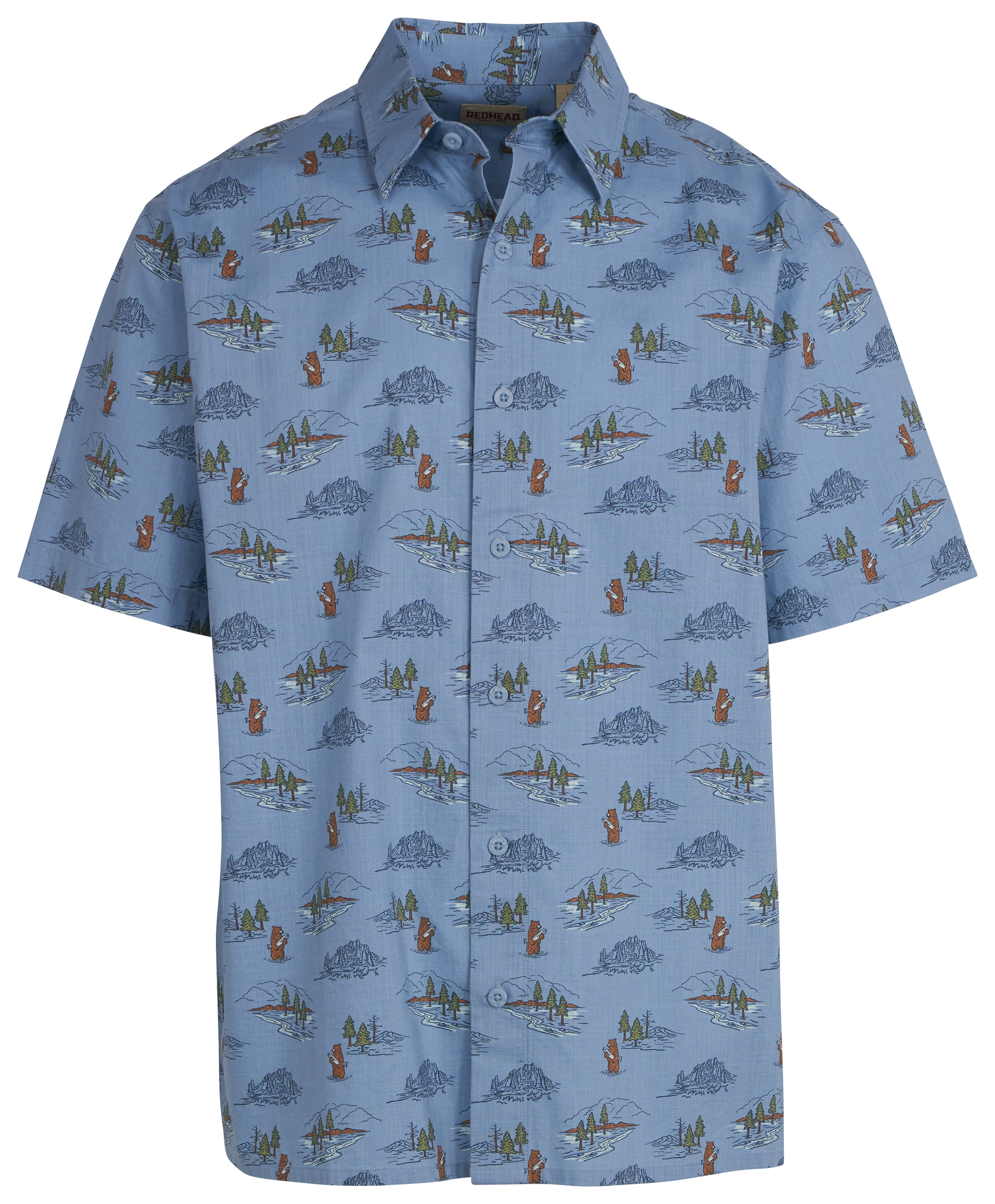 Image of RedHead Outdoor Printed Short-Sleeve Shirt for Men - Dusty Blue - S