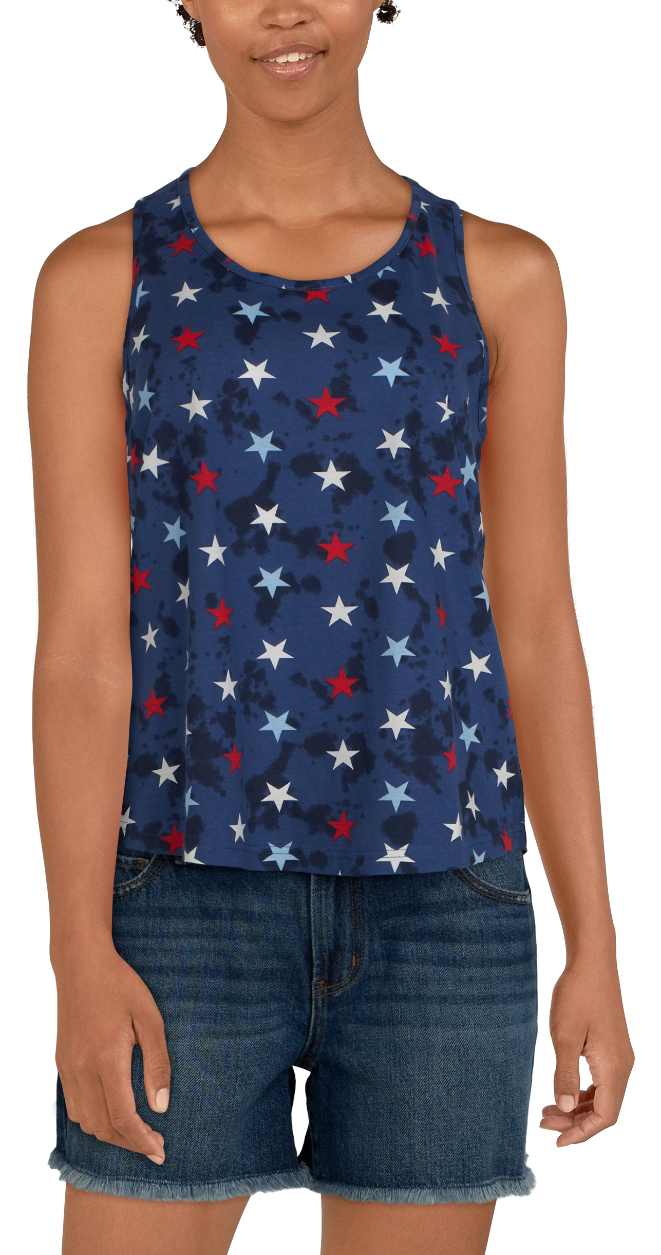 Natural Reflections Star Print Tie Dye Tank for Ladies