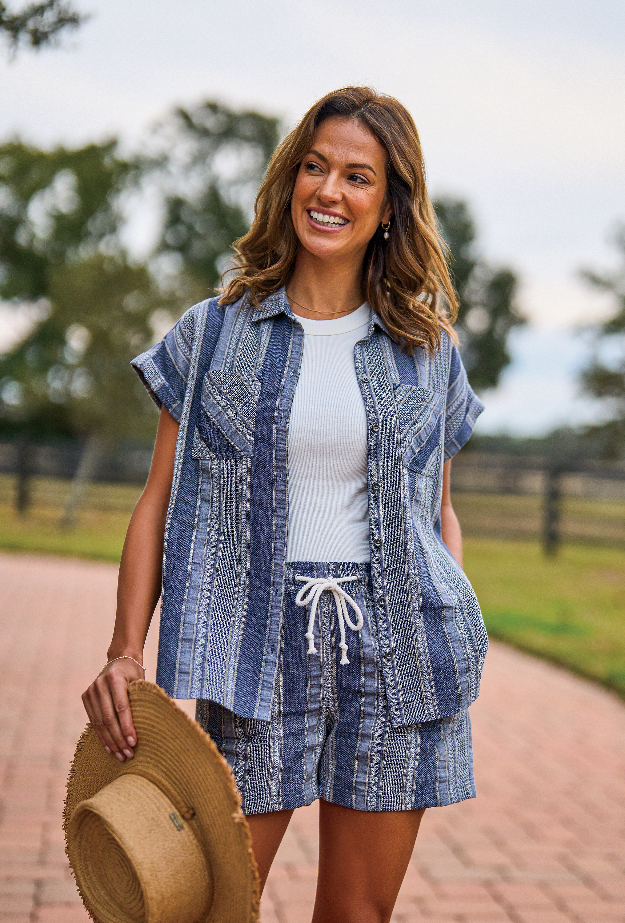 Natural Reflections Jacquard Button-Down Shirt for Ladies