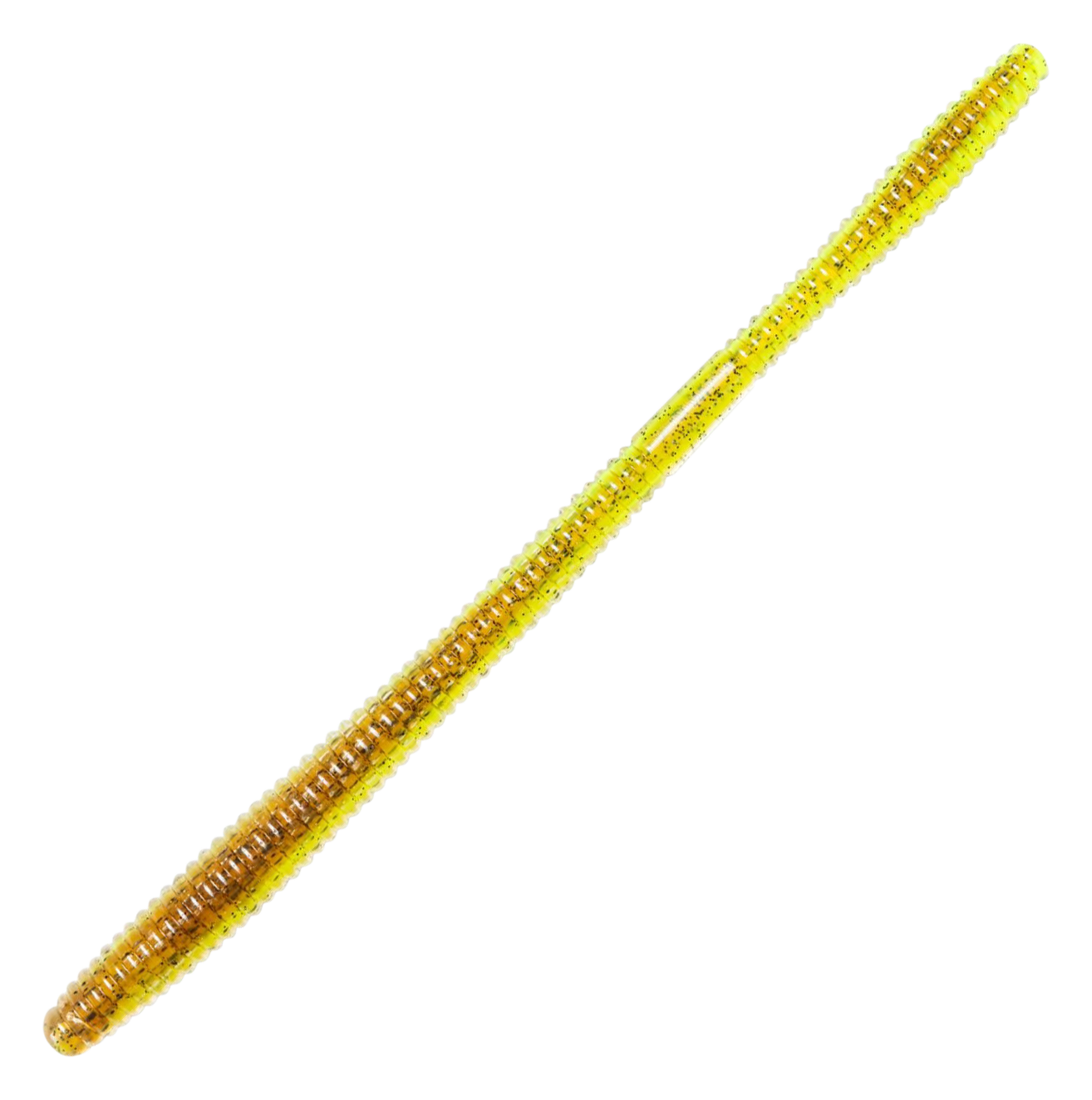 Image of "LIVETARGET Straight Tail Worm Bait - Chartreuse/Brown - 4-1/2"""