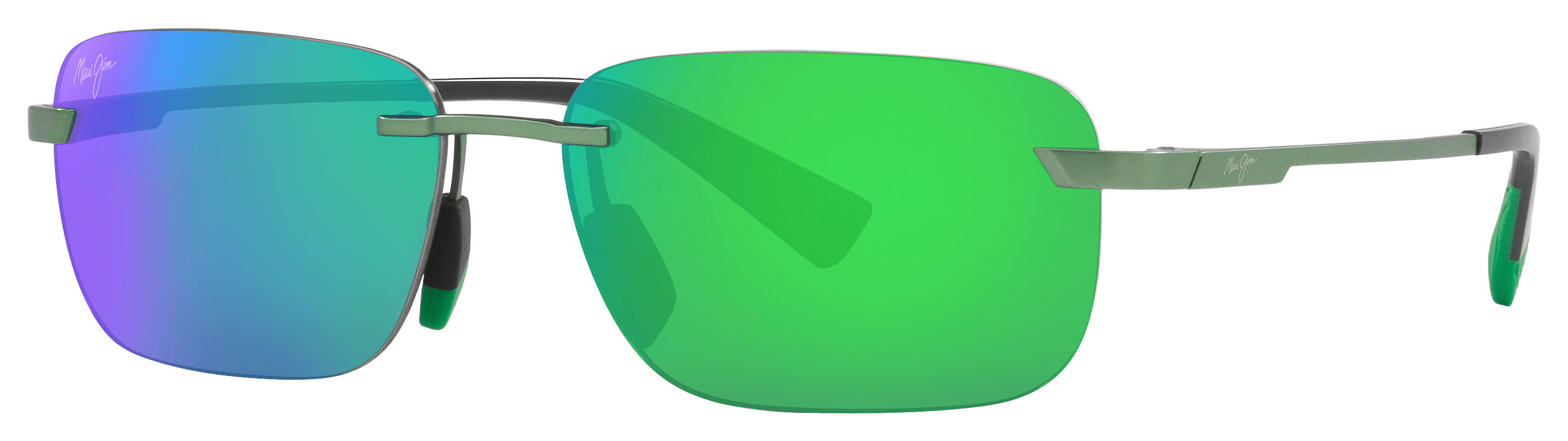 Image of Maui Jim Lanakila Polarized Sunglasses - Matte Green/MAUIGreen Mirror - Large