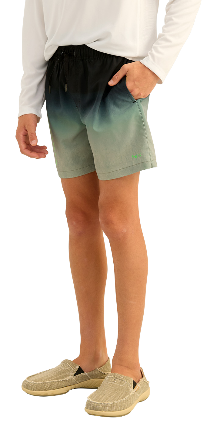 Image of Huk Pursuit Graphic Volley Shorts for Boys - Summer Green