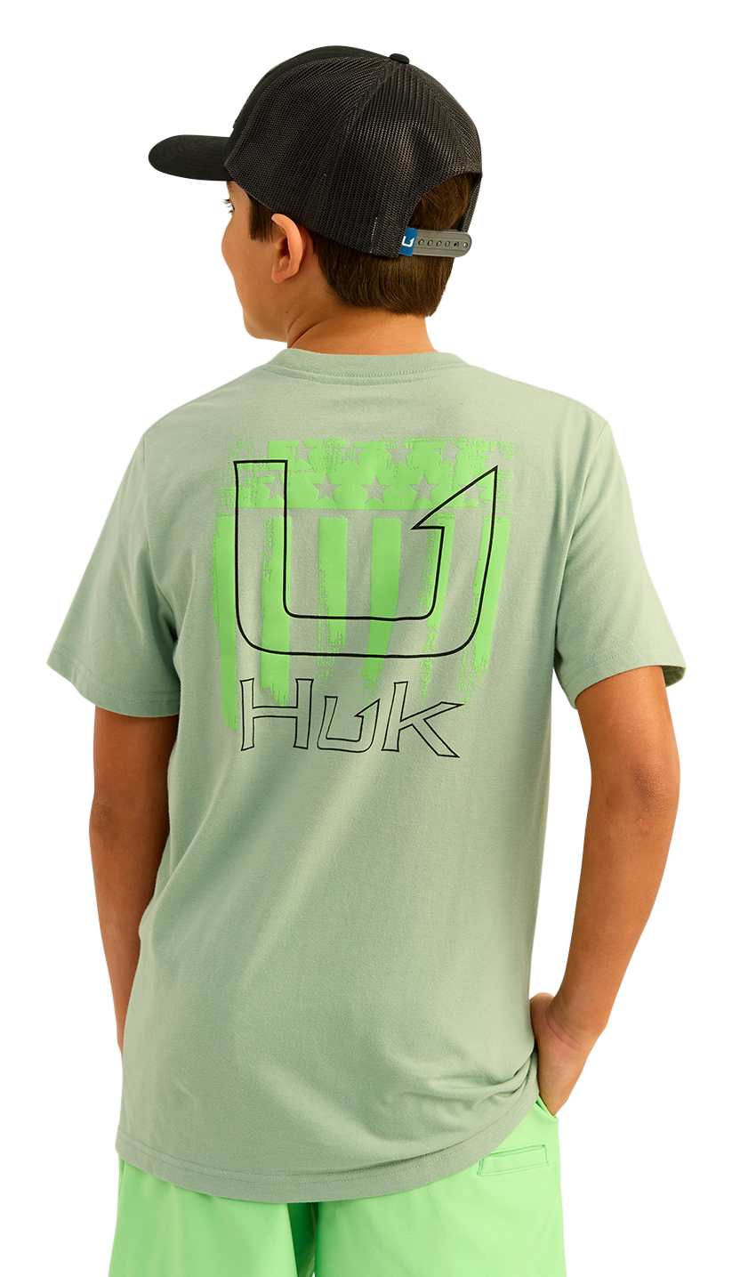 Image of Huk Salute Short-Sleeve T-Shirt for Kids - Fog Green