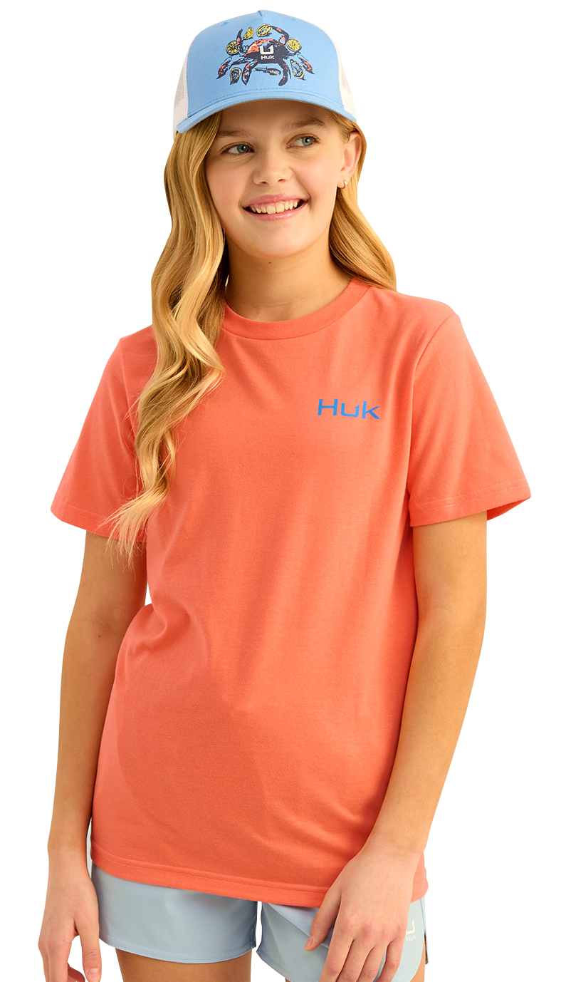 Image of Huk KC Fill Short-Sleeve T-Shirt for Kids - Fresh Salmon