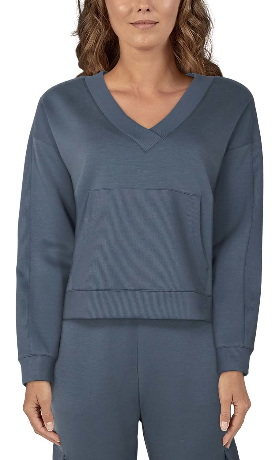 Image of Natural Reflections Soft Haven V-Neck Pullover - Stormy Weather