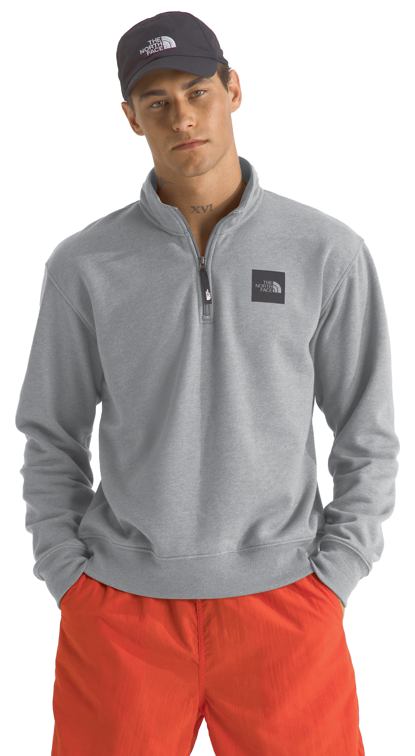 Image of The North Face Box Half Dome Quarter-Zip for Men - TNF Medium Grey Heather