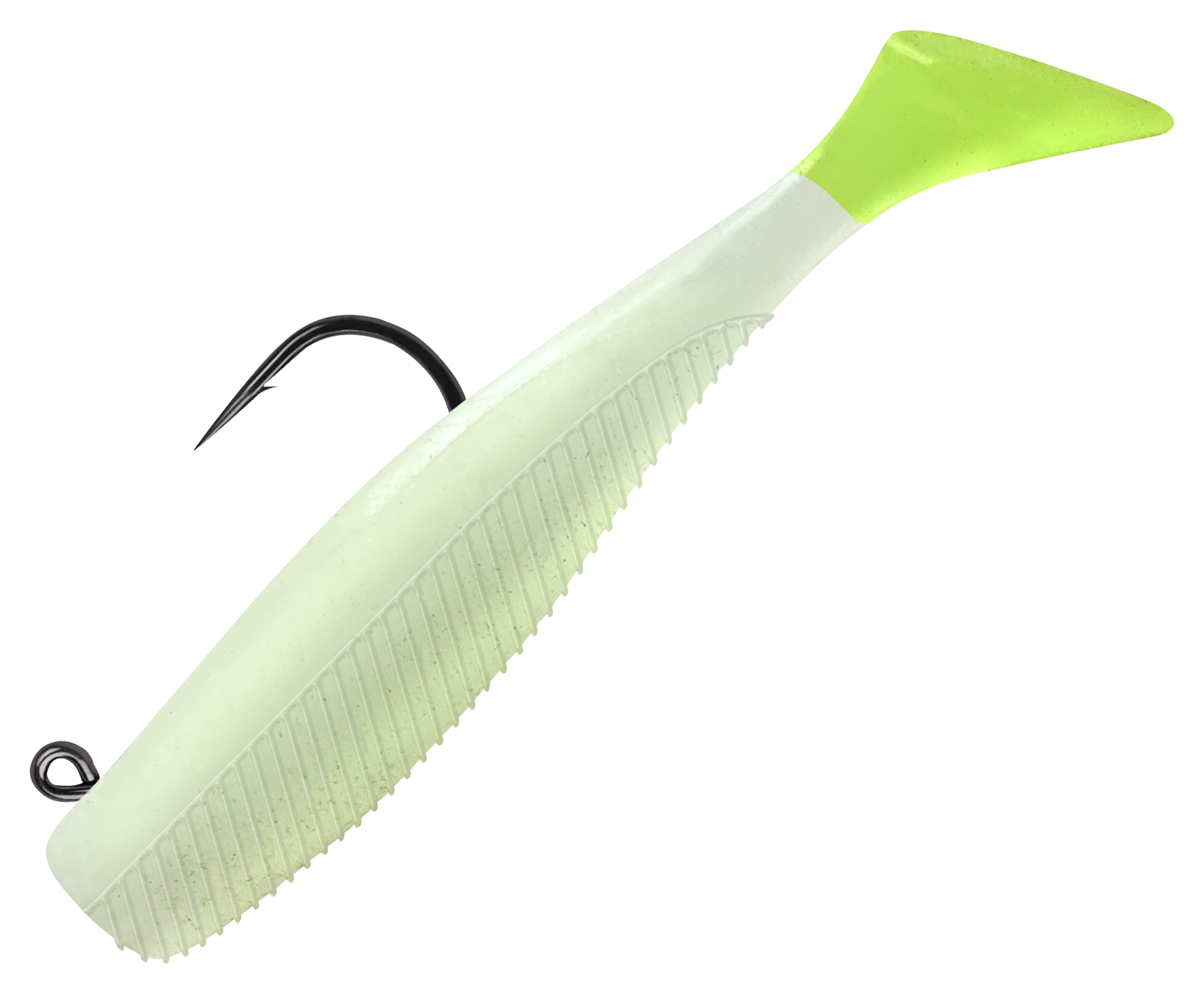 Image of Vudu Rigged Quiver Shad - Glow/Chartreuse - 3'' - 1/8 oz.