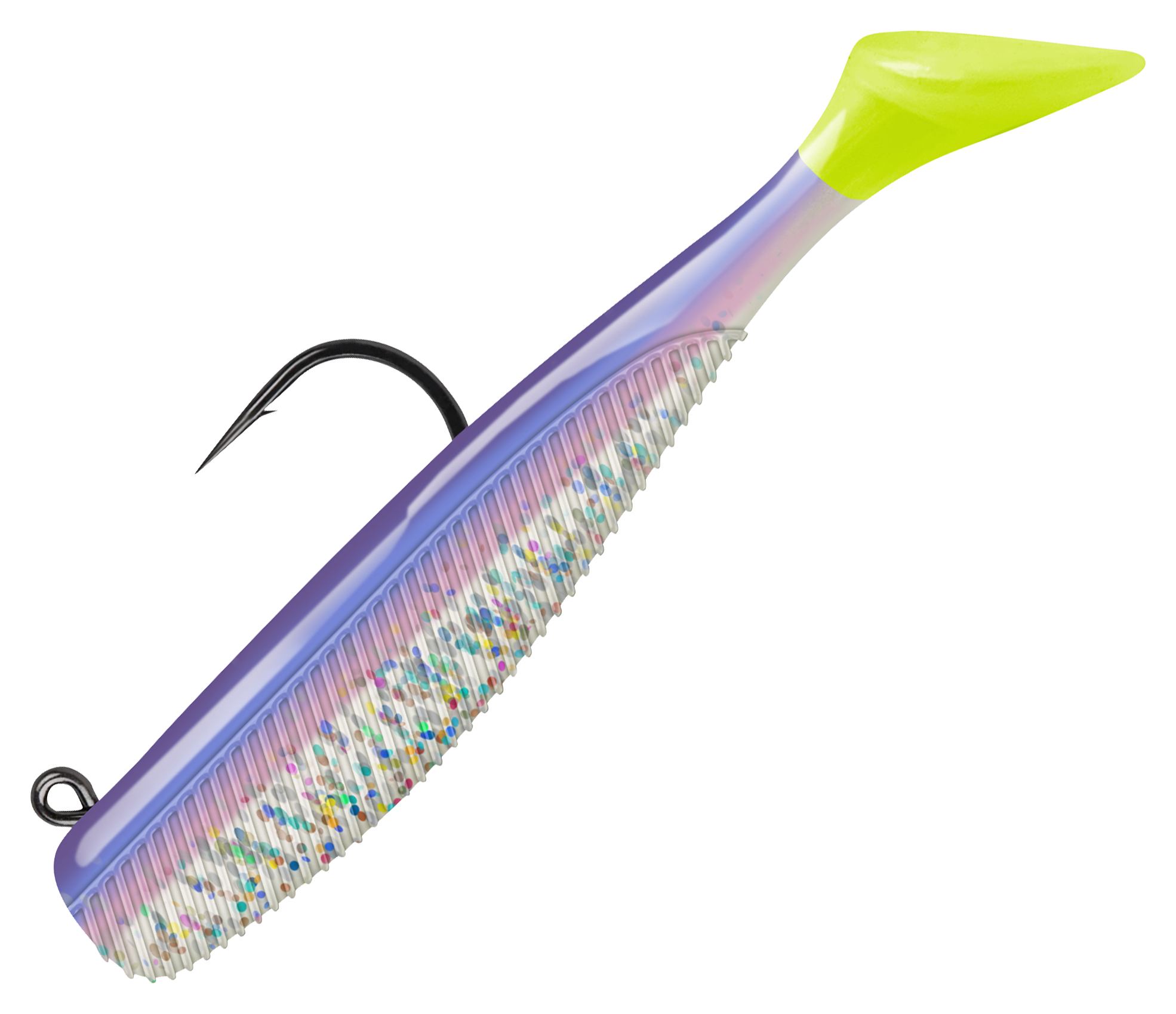 Image of Vudu Rigged Quiver Shad - Opening Night Chartreuse Tail - 3'' - 1/8 oz.