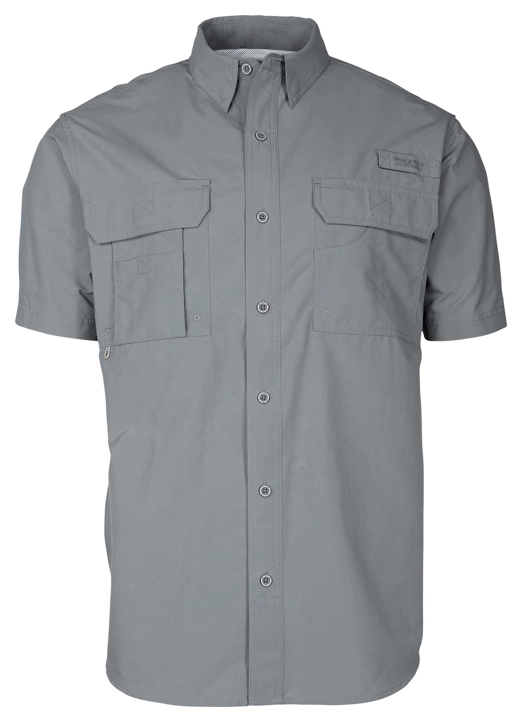 Image of World Wide Sportsman Nylon Angler Short-Sleeve Button-Down Shirt - Monument