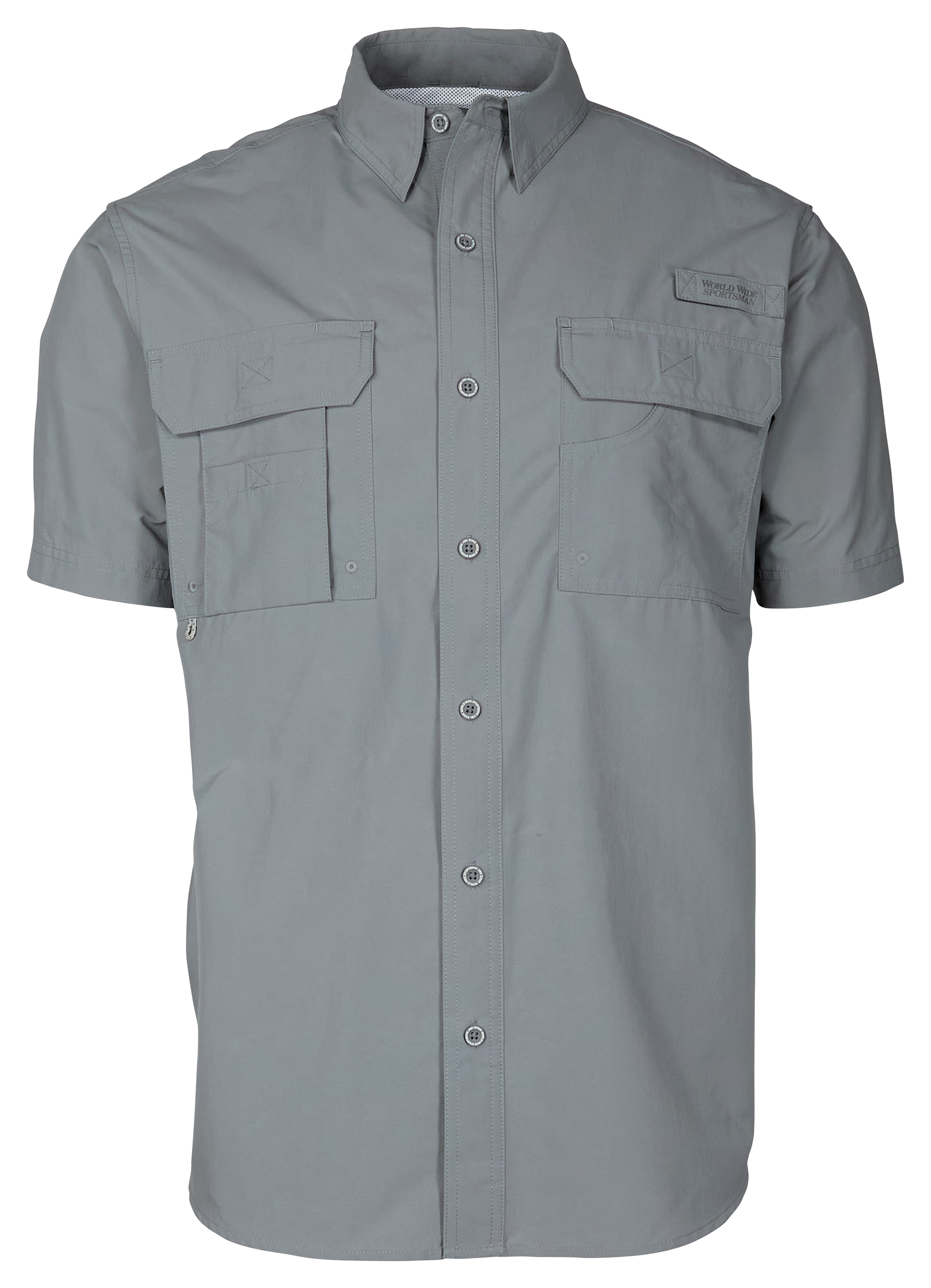 Image of World Wide Sportsman Nylon Angler Short-Sleeve Button-Down Shirt - Monument