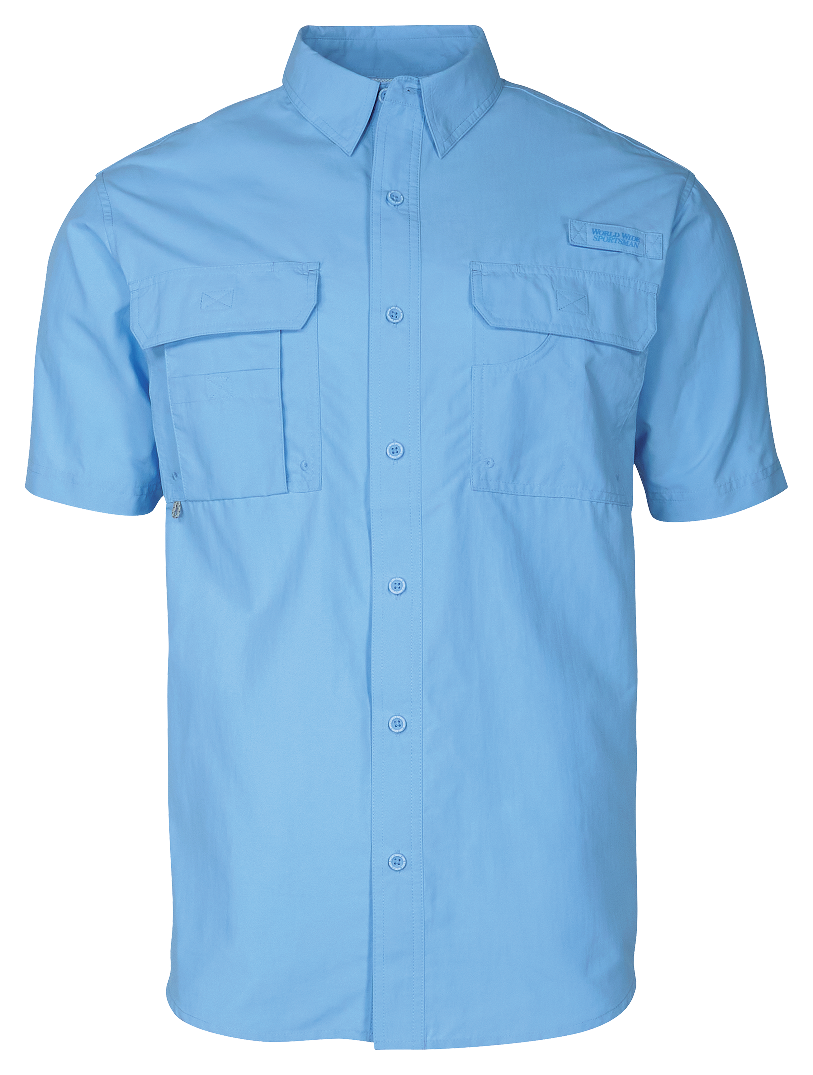 Image of World Wide Sportsman Nylon Angler Short-Sleeve Button-Down Shirt - Bluebell