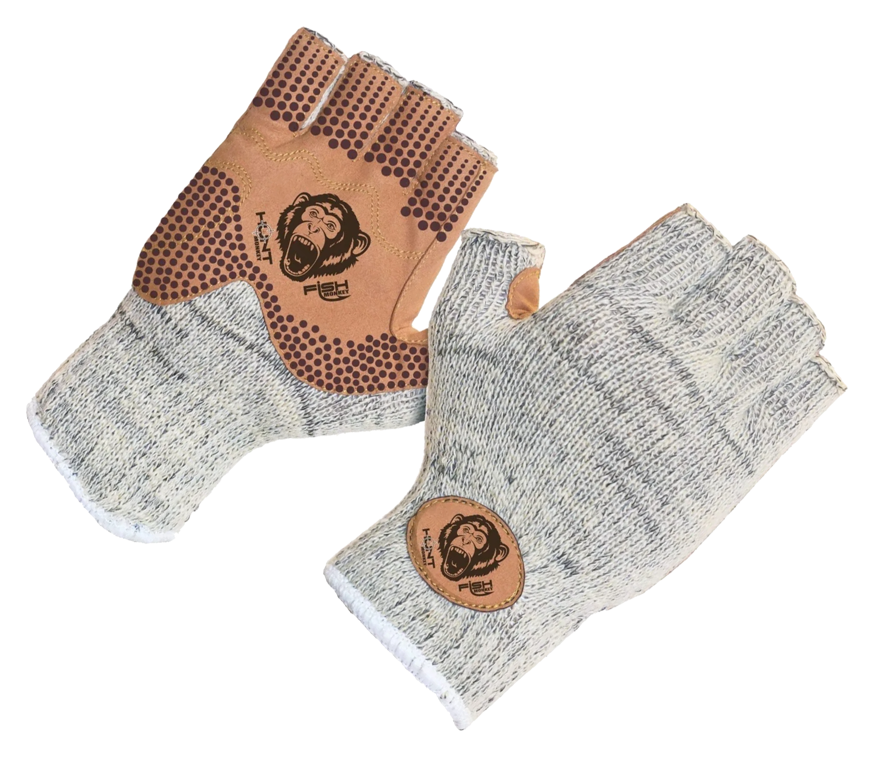 Image of Fish Monkey Wooly Half-Finger Gloves - Tan - S/M