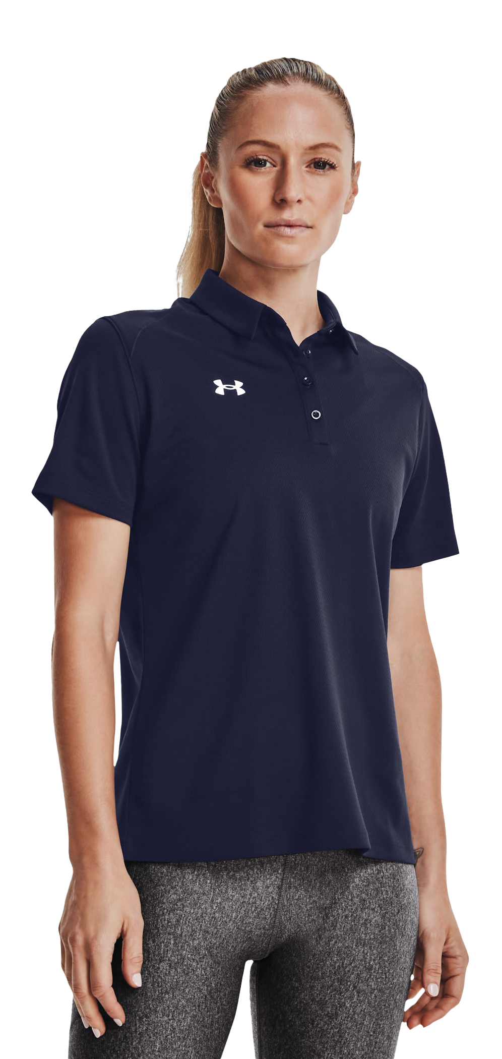 Image of Under Armour UA Tech Team Short-Sleeve Polo for Ladies - Midnight Navy/White