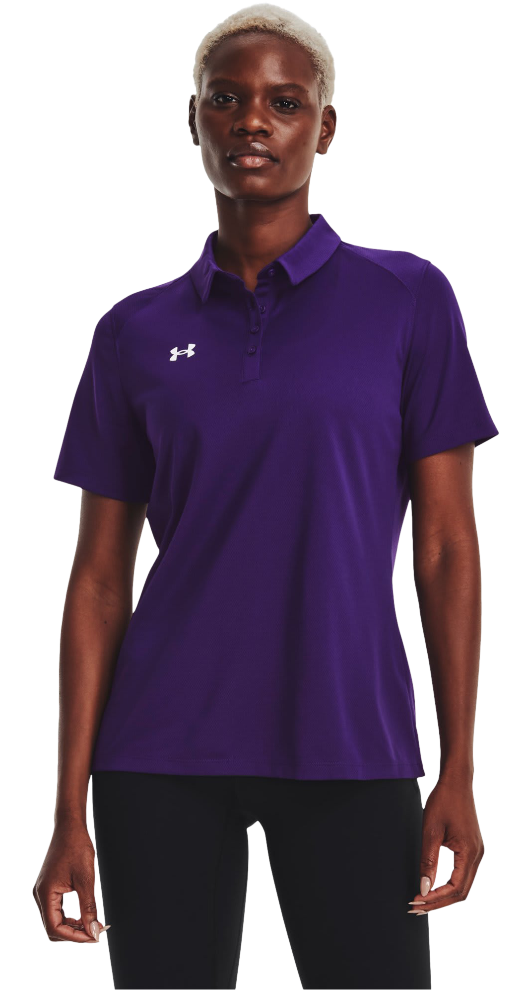 Image of Under Armour UA Tech Team Short-Sleeve Polo for Ladies - Purple/White
