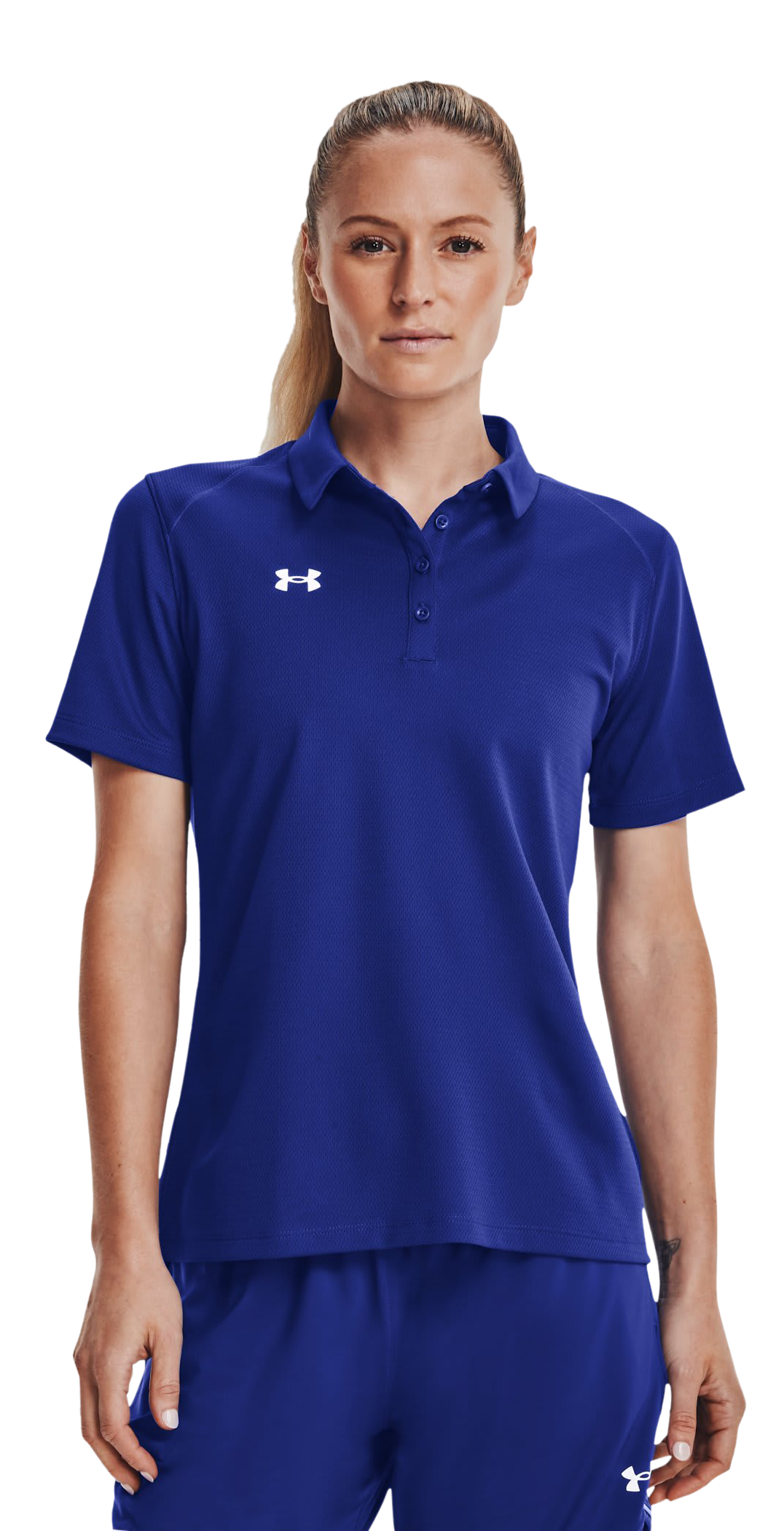 Image of Under Armour UA Tech Team Short-Sleeve Polo for Ladies - Royal/White