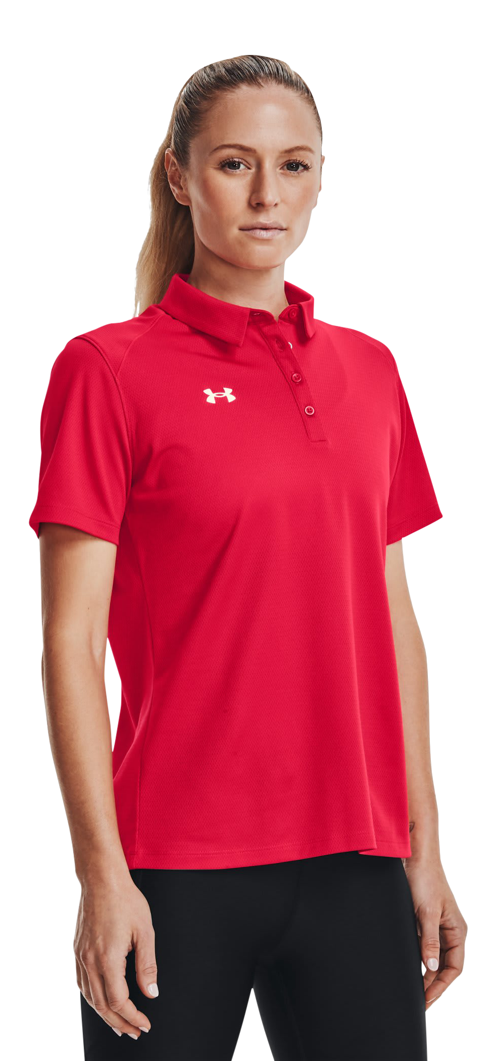 Image of Under Armour UA Tech Team Short-Sleeve Polo for Ladies - Red/White