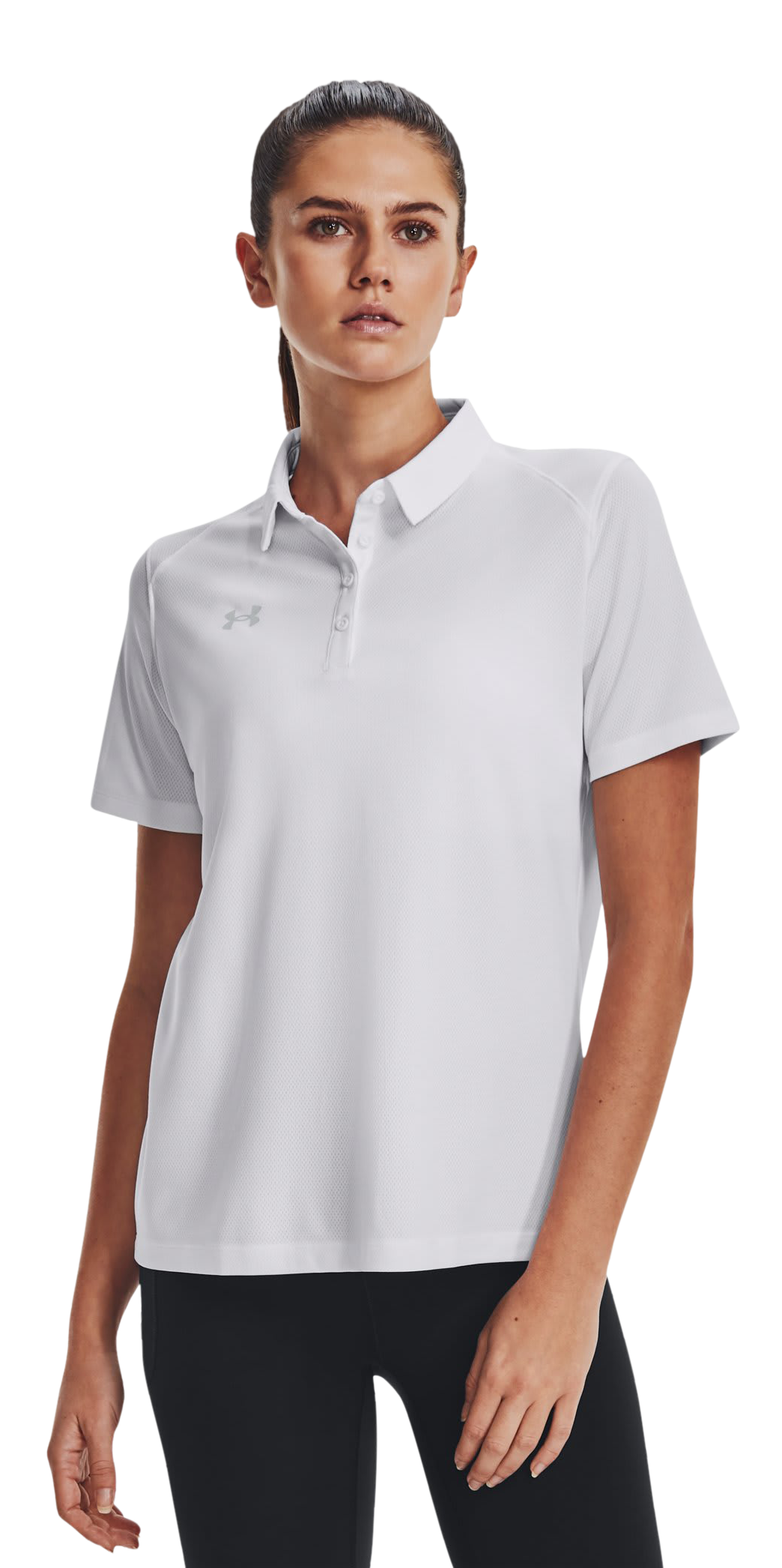 Image of Under Armour UA Tech Team Short-Sleeve Polo for Ladies - White/Mod Gray