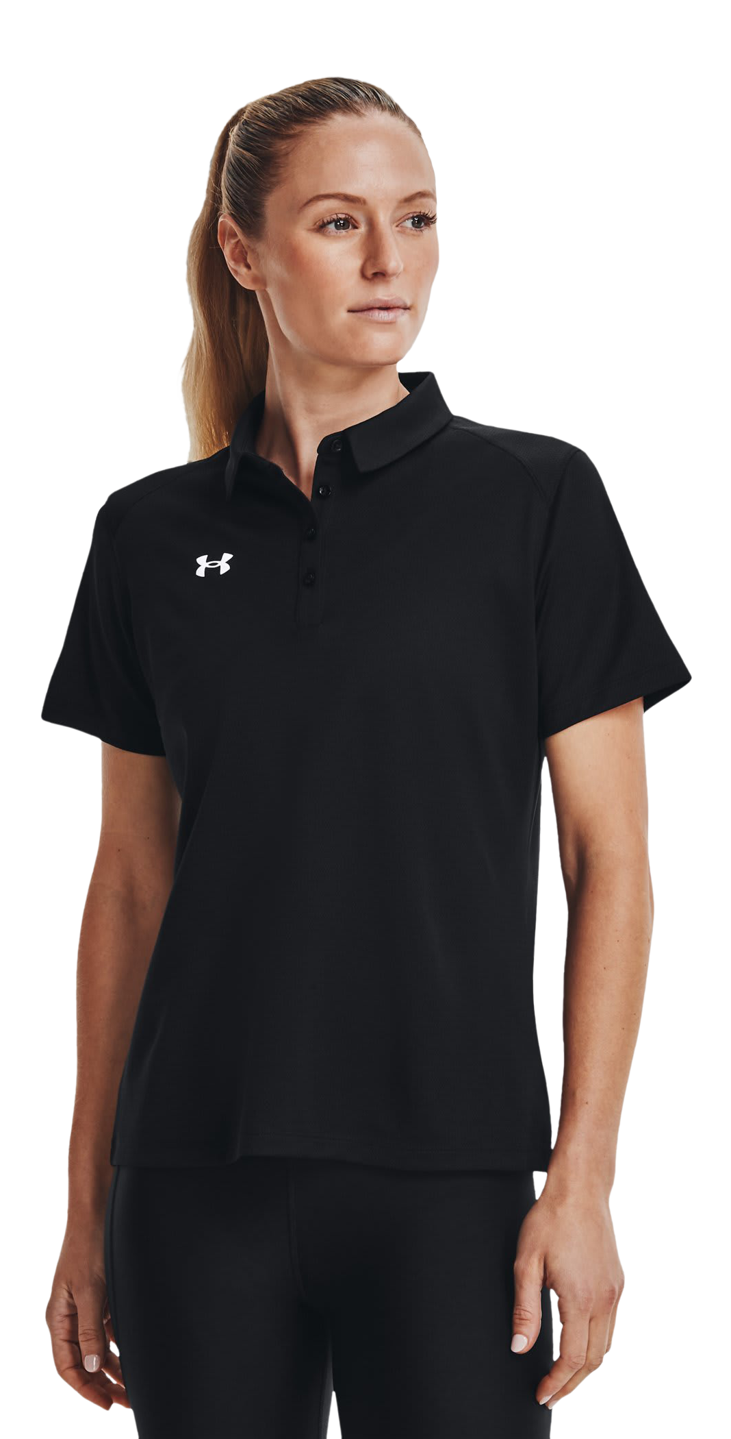 Image of Under Armour UA Tech Team Short-Sleeve Polo for Ladies - Black/White