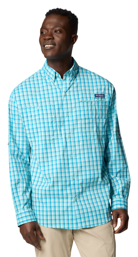 Image of Columbia PFG Super Tamiami Long-Sleeve Shirt for Men - Spray Gradient Check