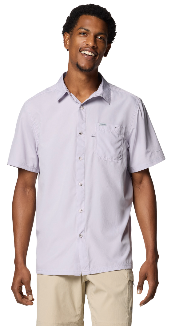 Image of Columbia PFG Slack Tide Camp Short-Sleeve Button-Down Shirt for Men - Lavender Pearl - L