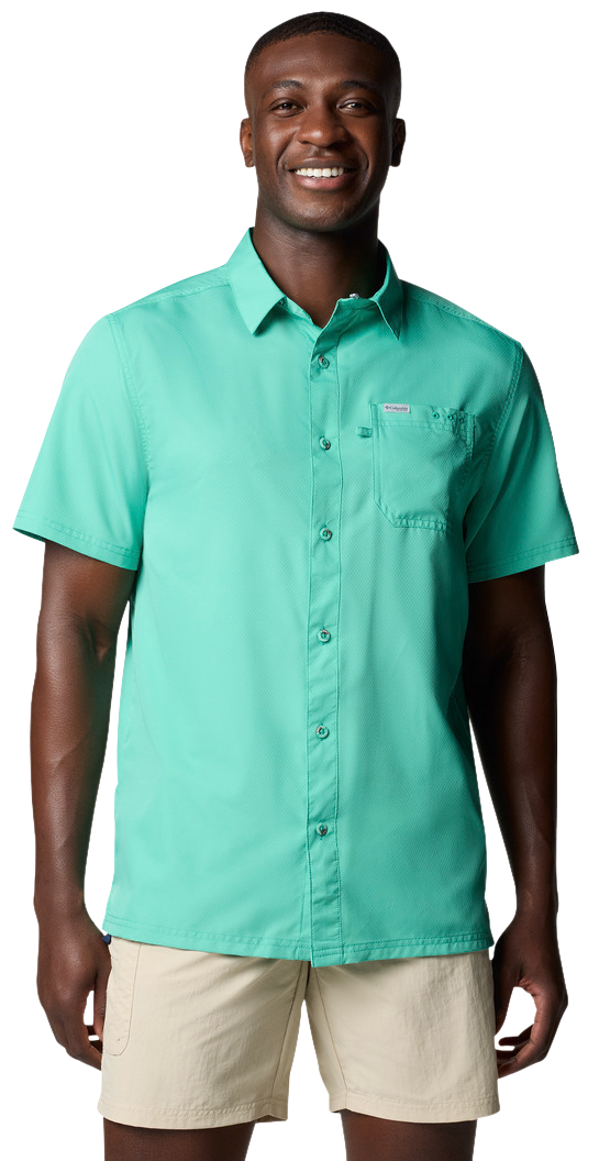 Image of Columbia PFG Slack Tide Camp Short-Sleeve Button-Down Shirt - Glaze Green - 3XT