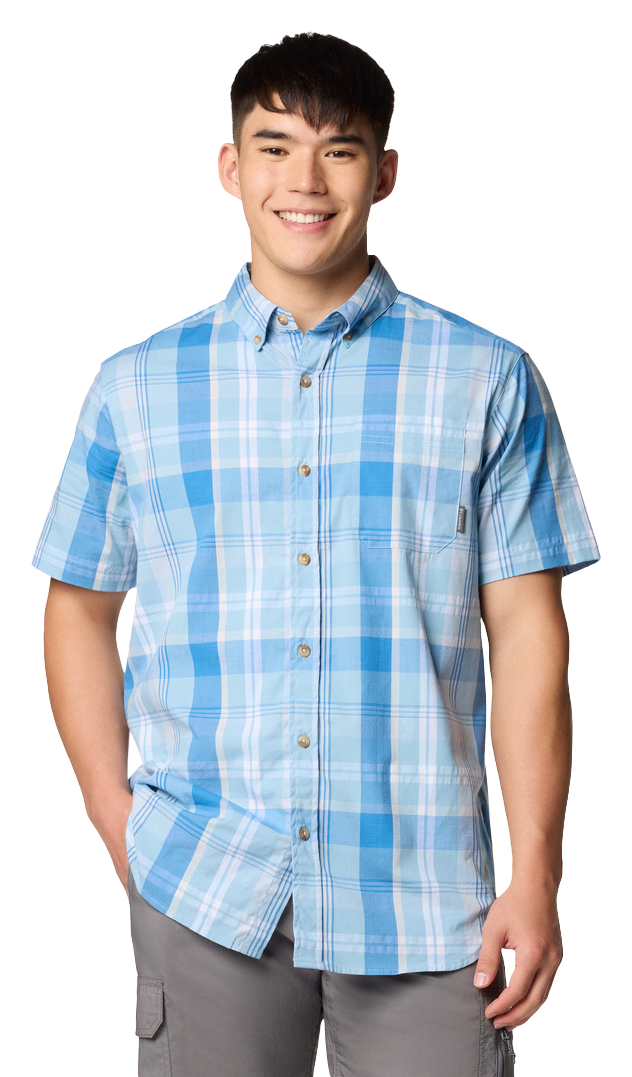 Image of Columbia Rapid Rivers II Short-Sleeve Shirt for Men - Ripple Blue Multi Plaid - 2XL