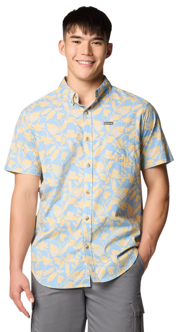 Image of Columbia Rapid Rivers Printed Short-Sleeve Shirt for Men - Ripple Blue Vined