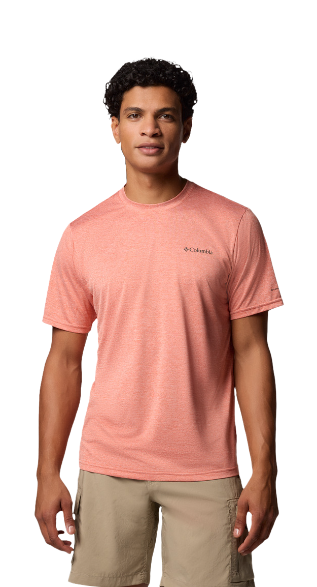 Image of Columbia Hike Crewneck Short-Sleeve Shirt for Men - Tuscan Heather