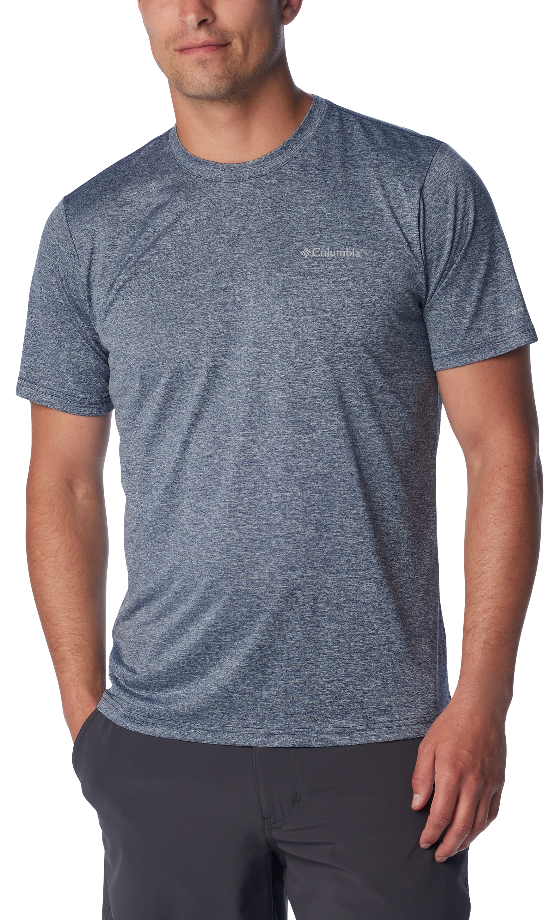 Image of Columbia Hike Crewneck Short-Sleeve Shirt for Men - Collegiate Navy Heather