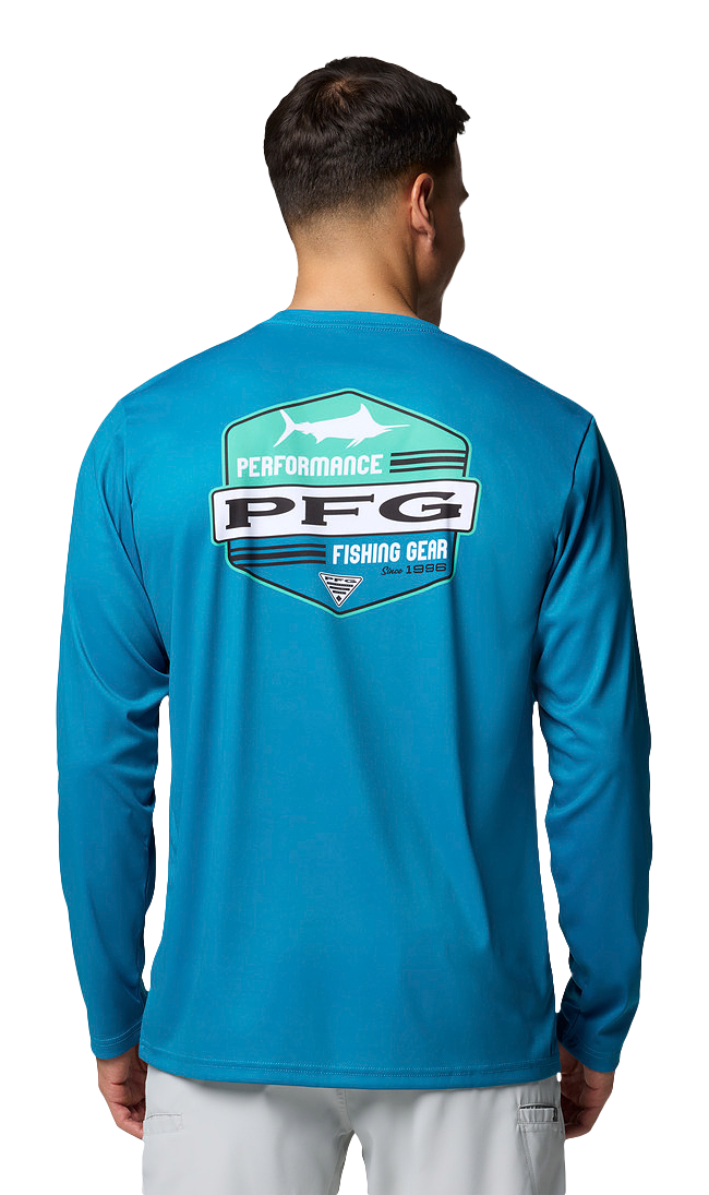 Image of Columbia Terminal Tackle PFG High Side Long-Sleeve Shirt for Men - Blue Echo/PFG Marlin - M