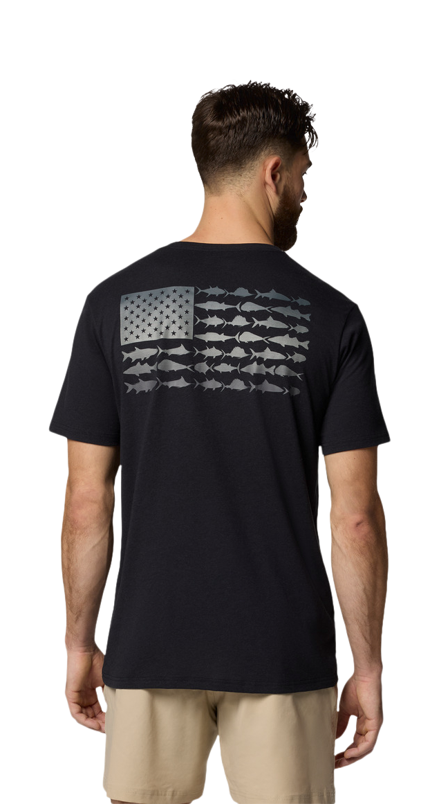 Image of Columbia PFG Fish Flag II Short-Sleeve Shirt for Men - Black/Graphite Gradient - L