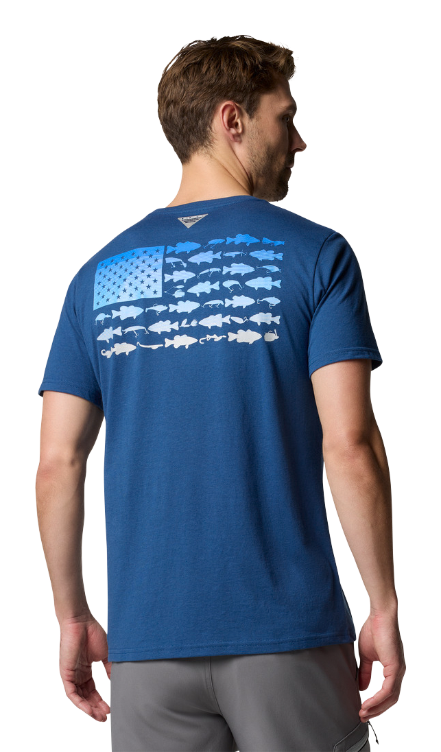 Image of Columbia PFG Fish Flag II Short-Sleeve Shirt for Men - Carbon/Vivid Blue Gradient - 2XL
