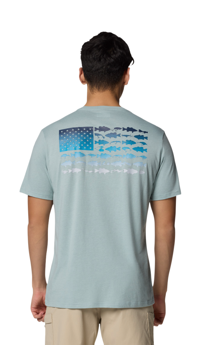 COLUMBIA PFG Fish Flag II Short-Sleeve Shirt for Men- Crushed Blue/Collegiate Navy Lure Gradient