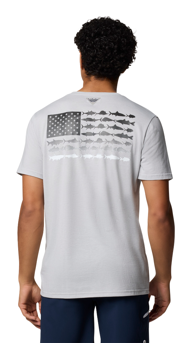 Image of Columbia PFG Fish Flag II Short-Sleeve Shirt for Men - Cool Grey/Black Gradient - L