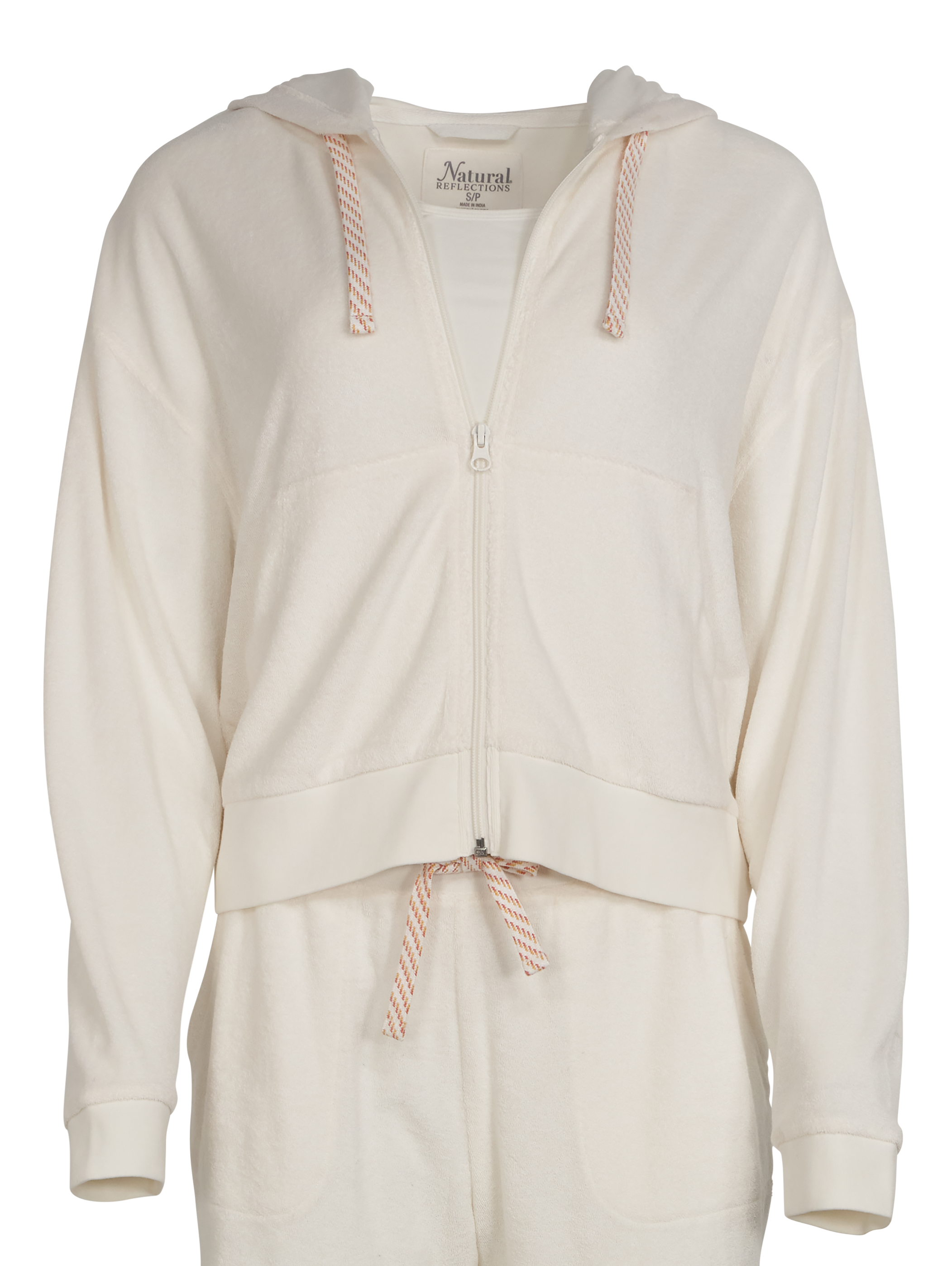 Image of Natural Reflections Surfside Full-Zip Long-Sleeve Terry Hoodie - Blanc De Blanc